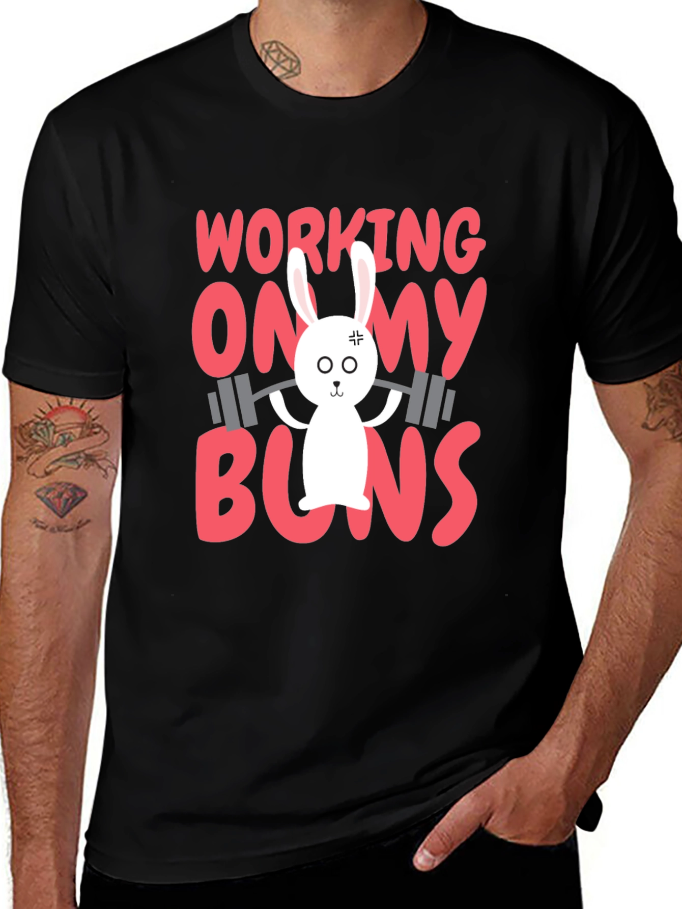 Variant 29 of Funny Workout Bunny T-Shirt - Working On My Buns