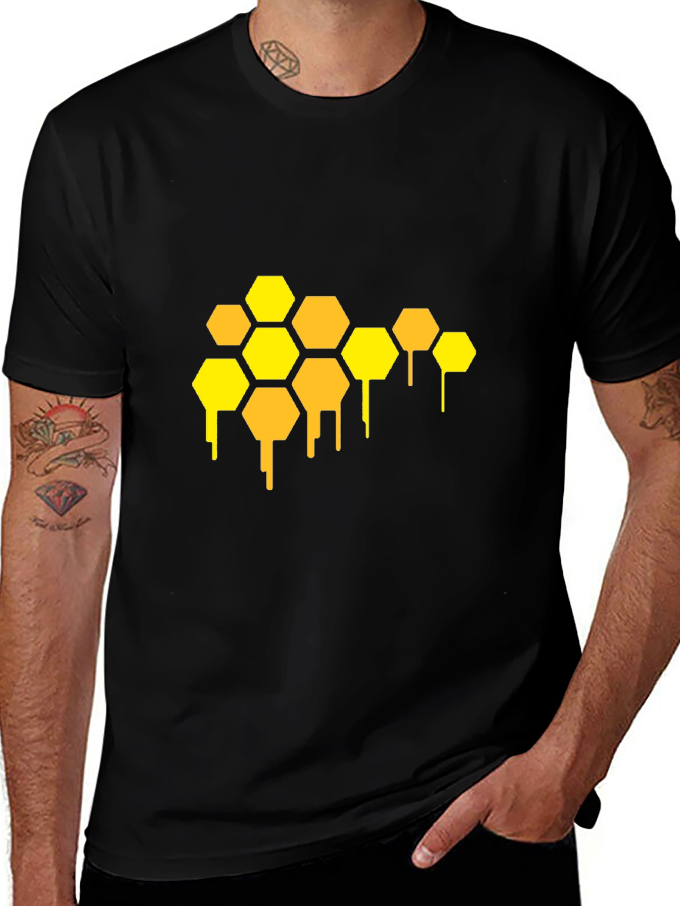 Variant 6 of Honeycomb Drip Graphic Tee - Unique Honeycomb Design