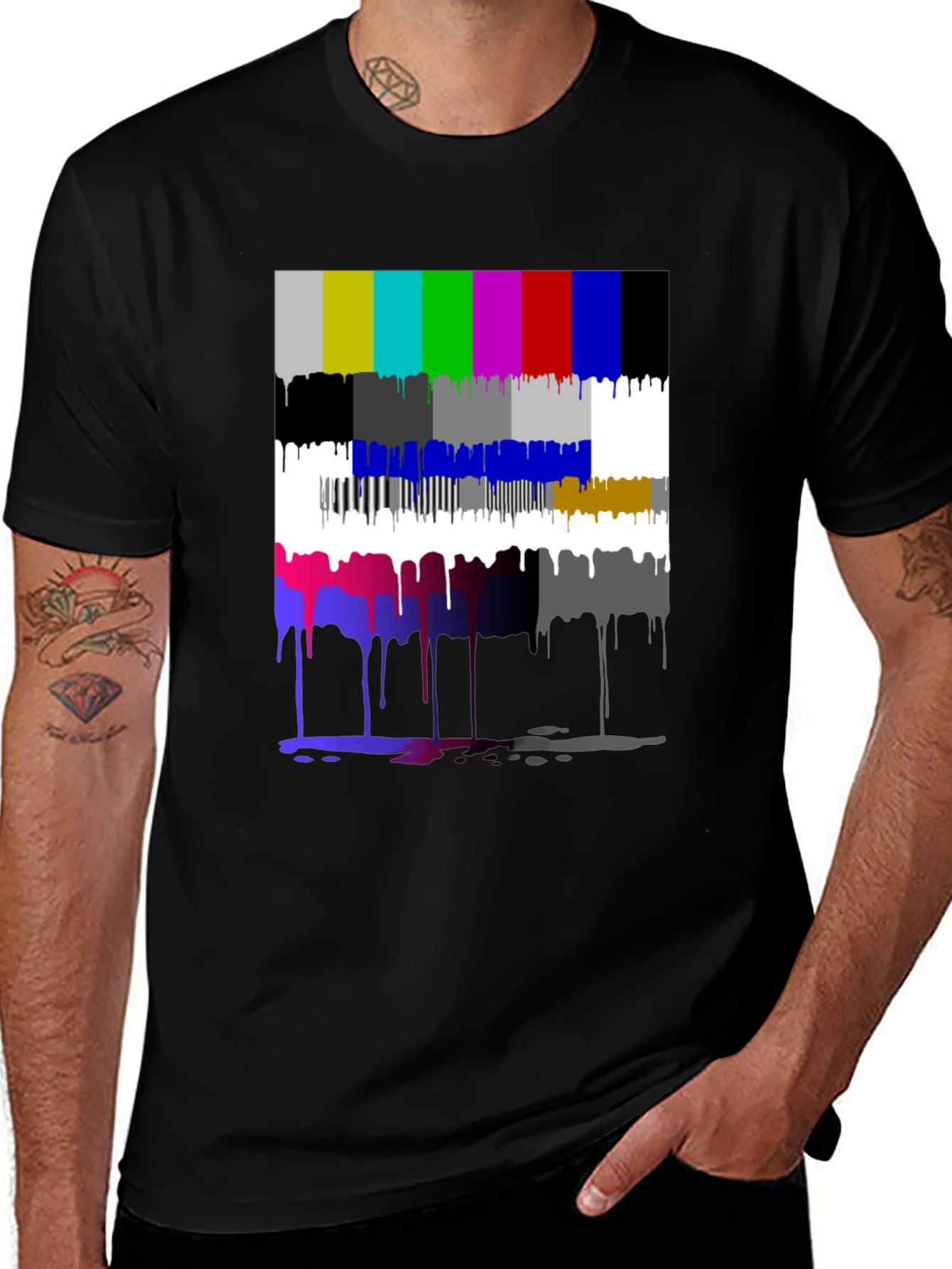 Variant 9 of Dripping Color Bars Graphic Tee - Unique Design