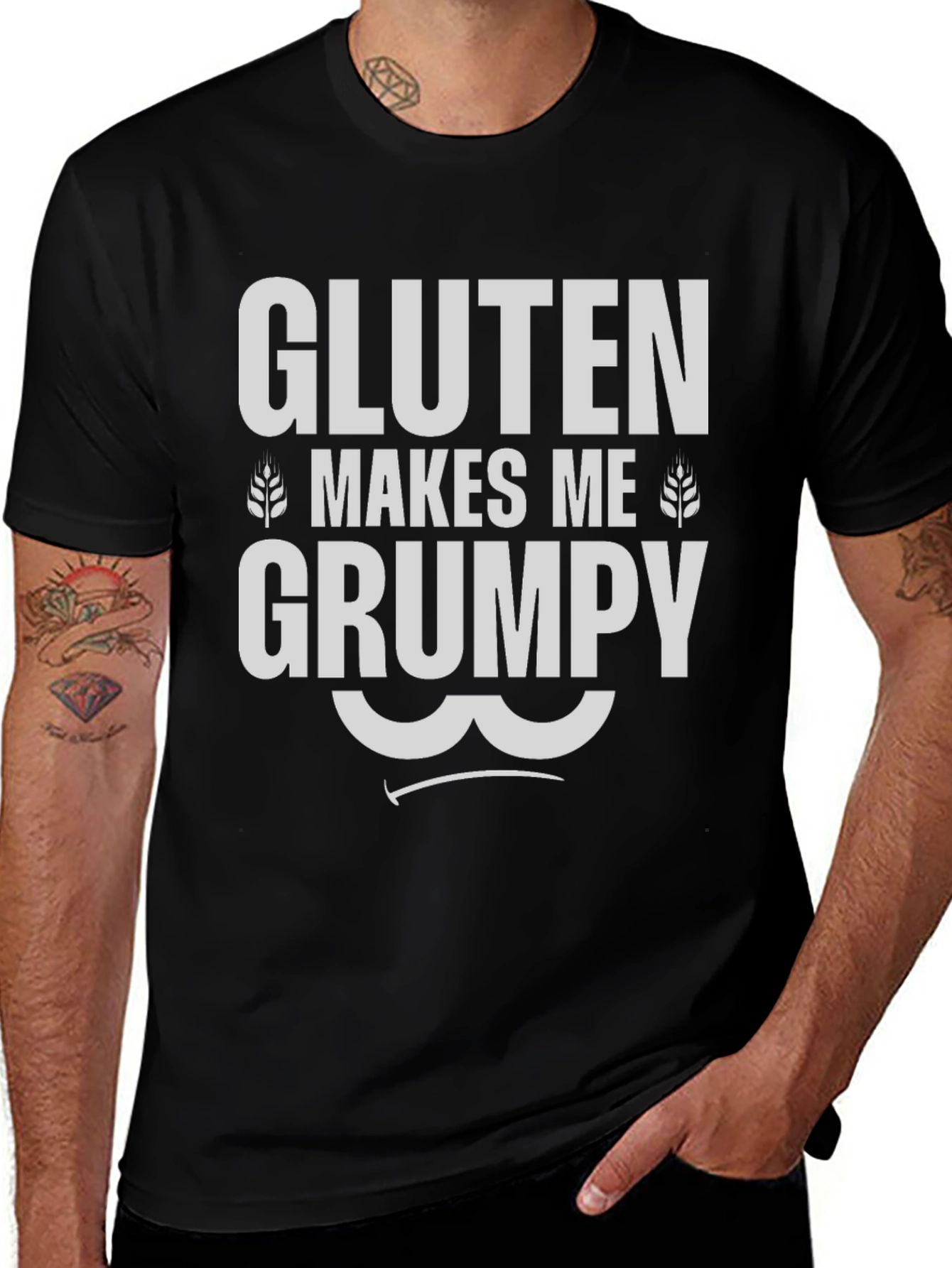 Variant 3 of Gluten Makes Me Grumpy T-Shirt Funny Foodie Tee