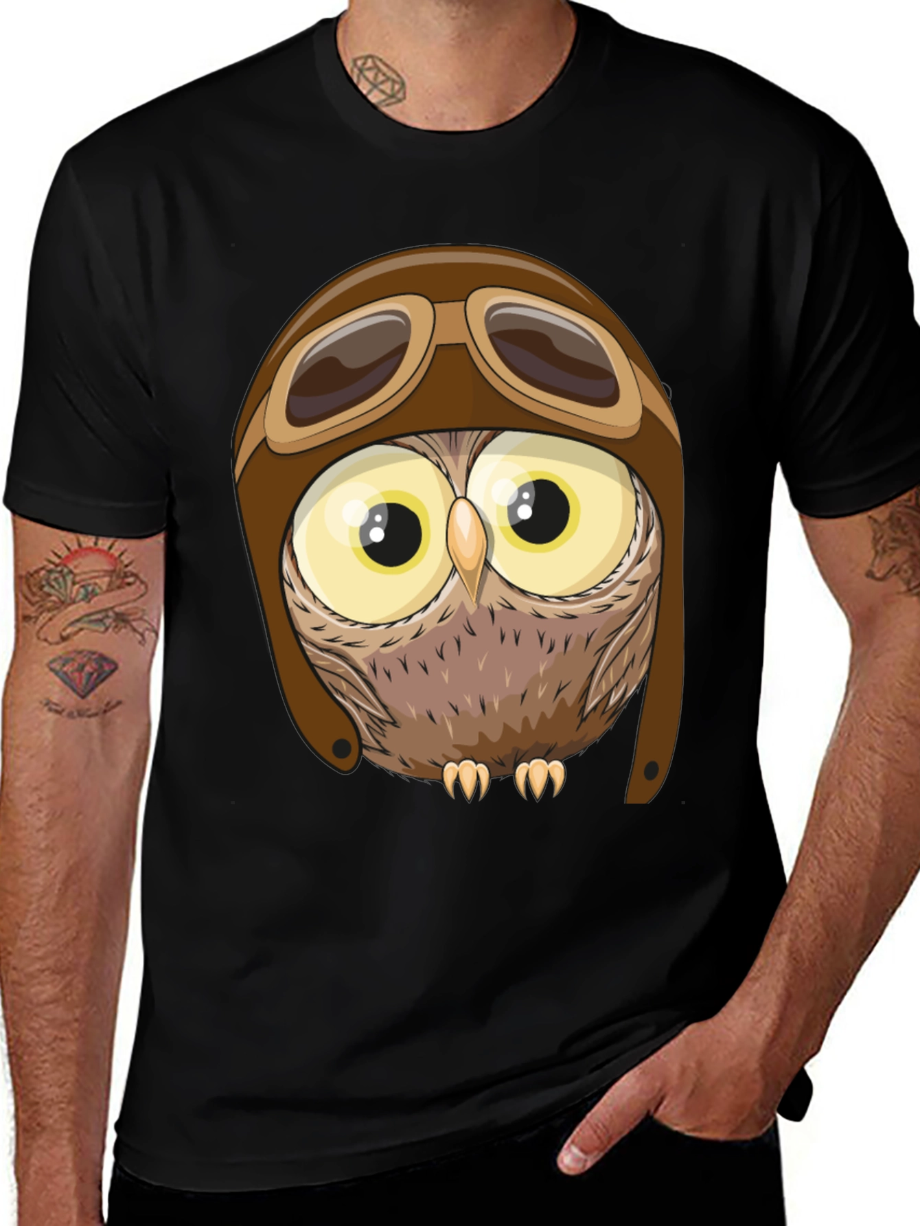 Variant 14 of Aviator Owl Graphic Tee - Quirky Bird Lover Shirt