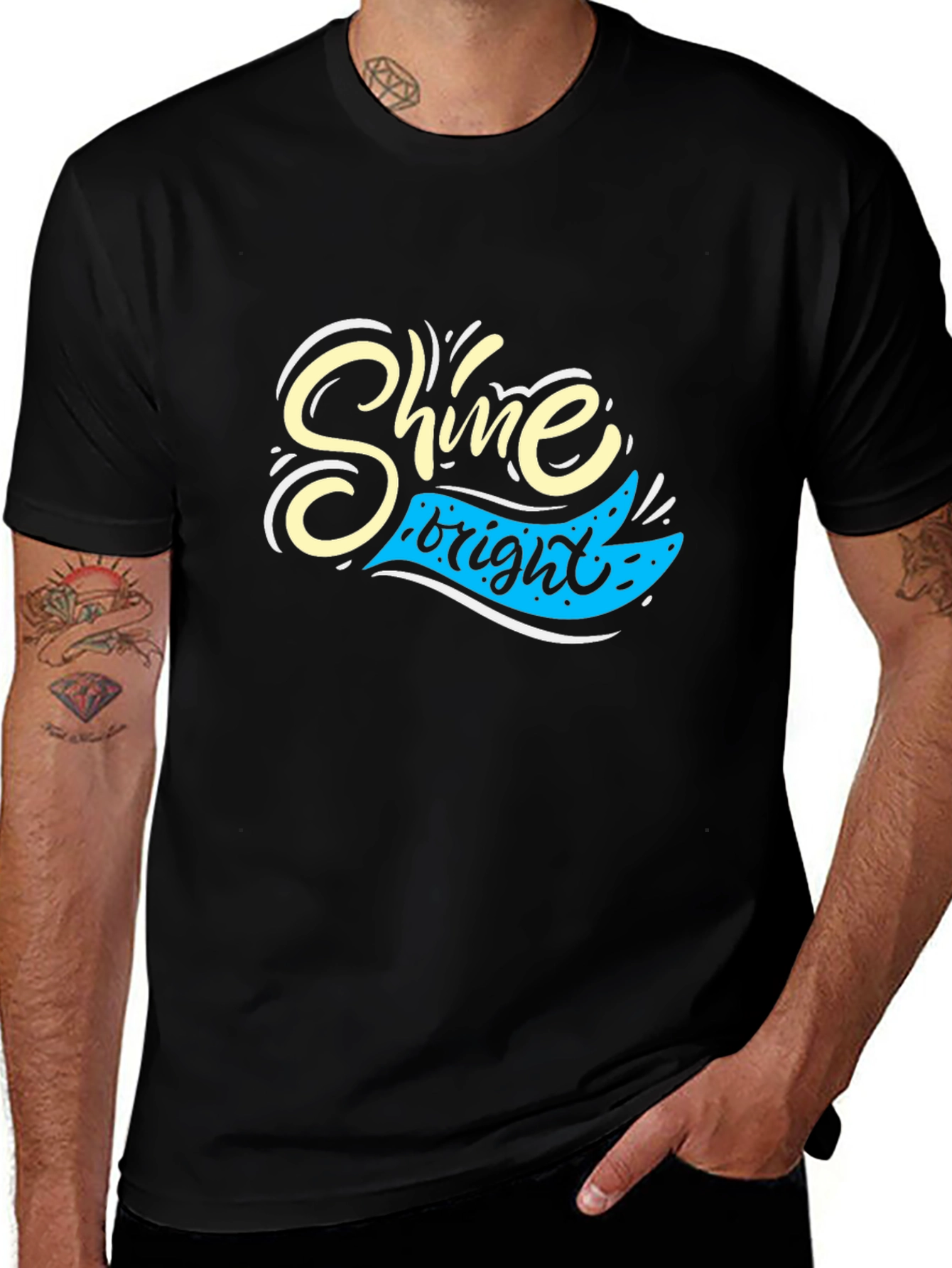 Variant 4 of Shine Bright Black Graphic Tee for Men