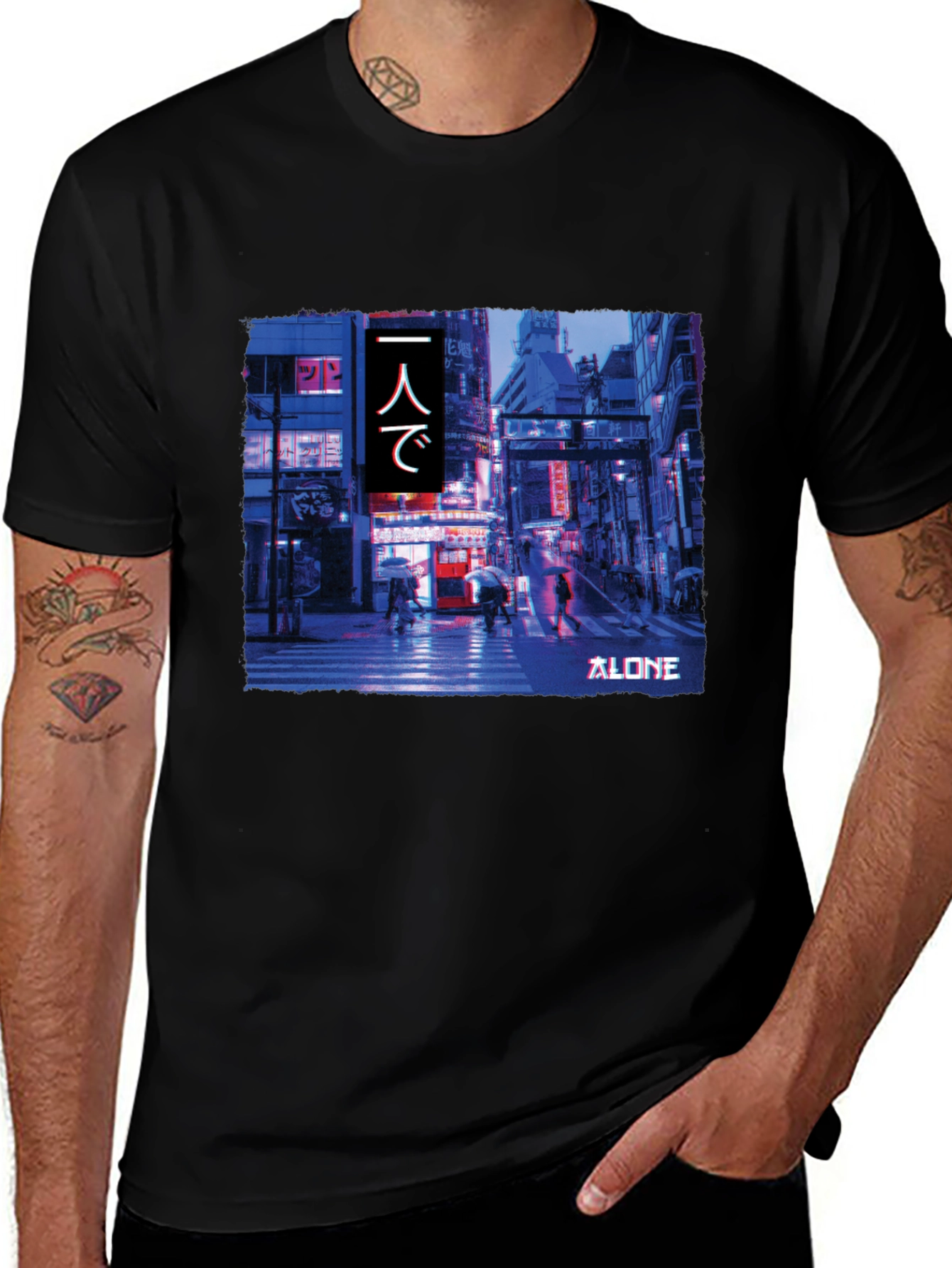 Variant 11 of Alone in Tokyo Black T-Shirt