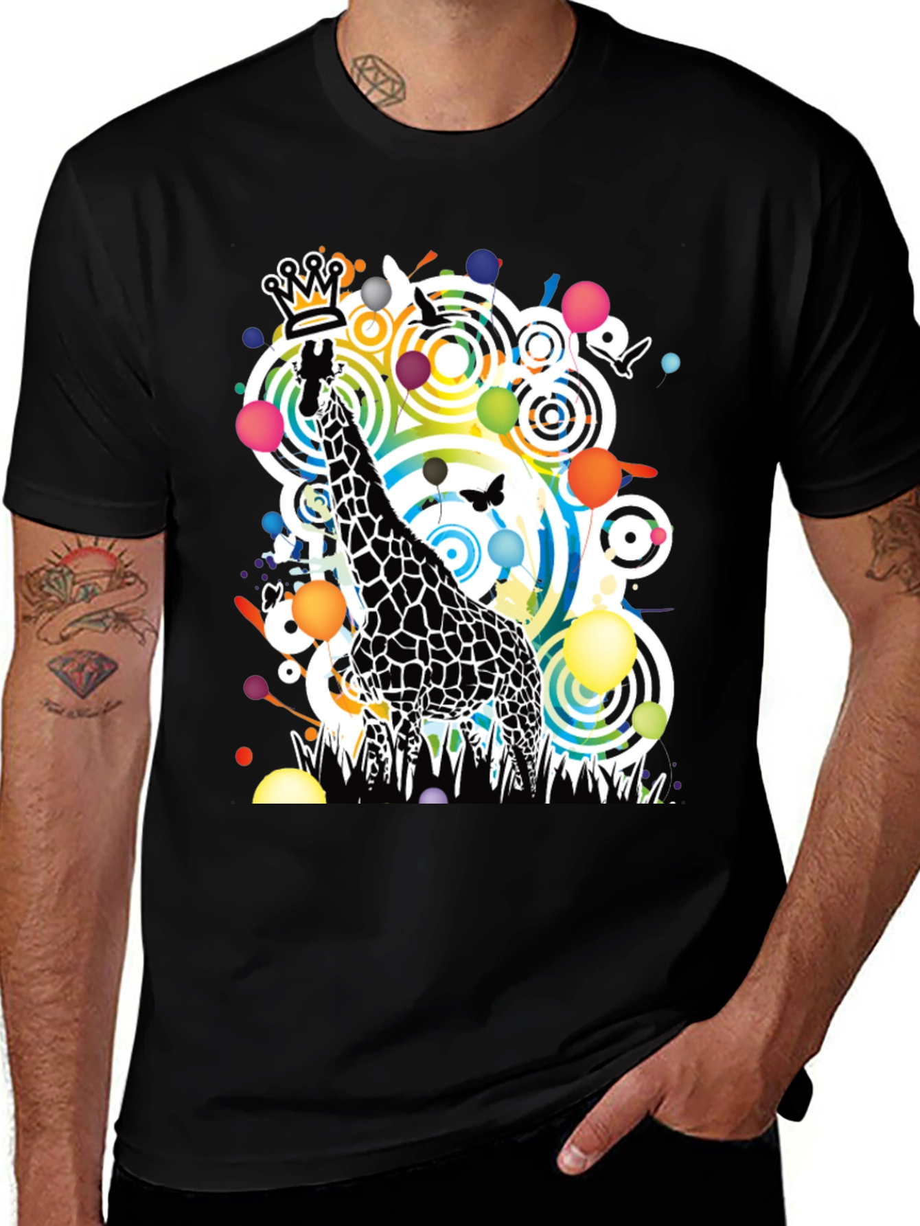 Variant 7 of Giraffe King T-Shirt - Colorful Graphic Tee