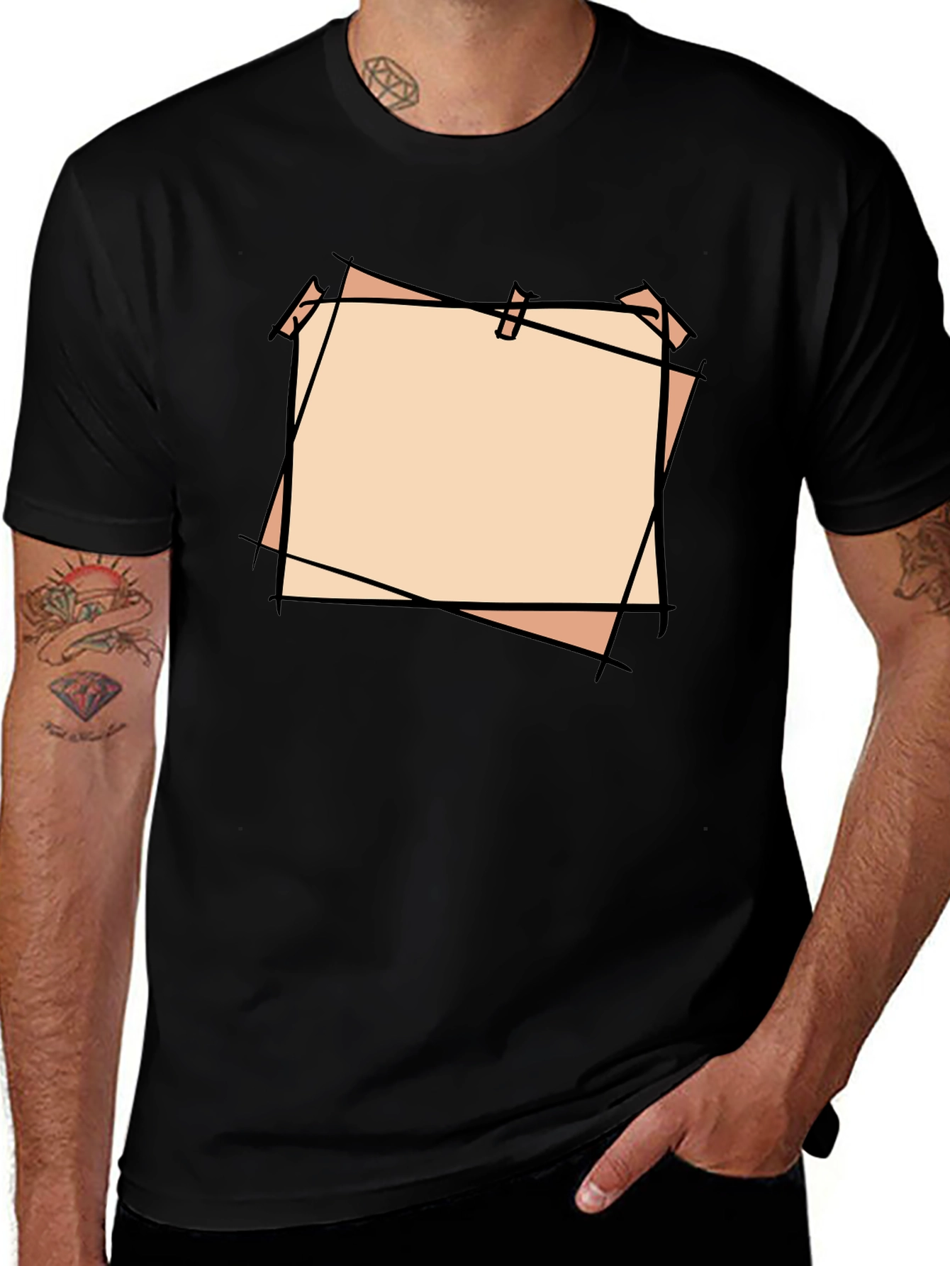 Variant 13 of Black T-Shirt with Blank Peach Note Design