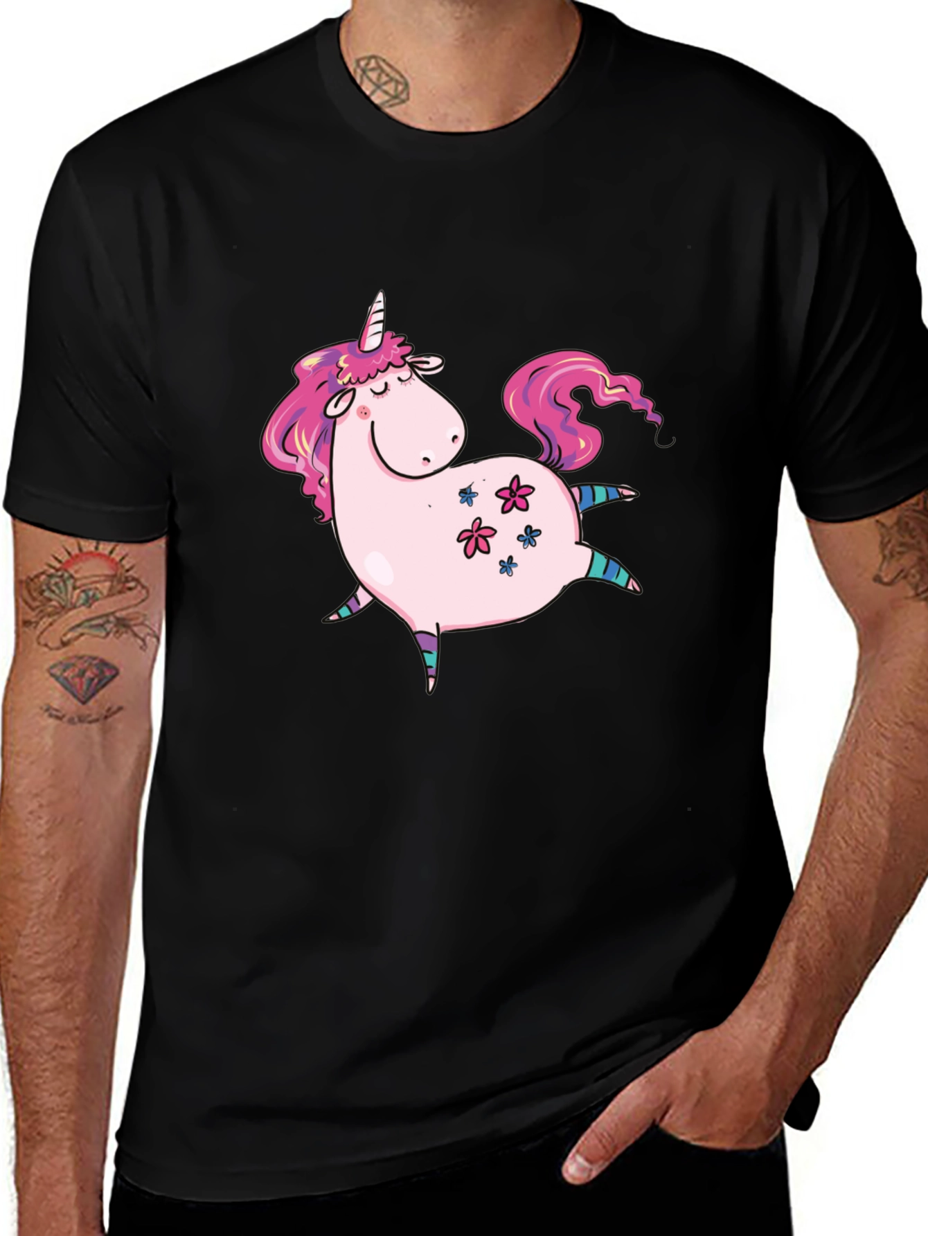 Variant 24 of Unicorn Graphic Men's Black T-Shirt