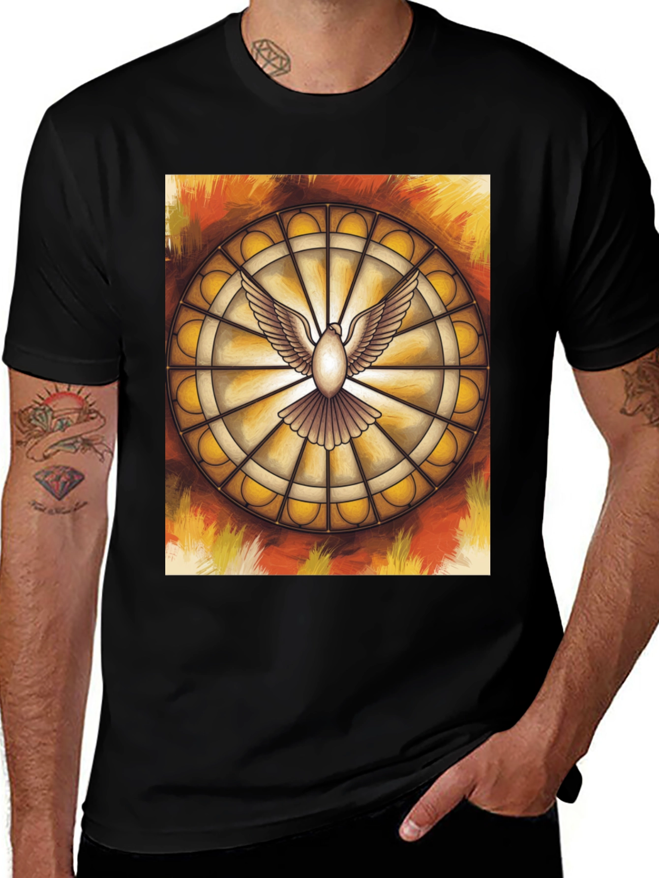 Variant 14 of Dove Stained Glass Graphic Tee
