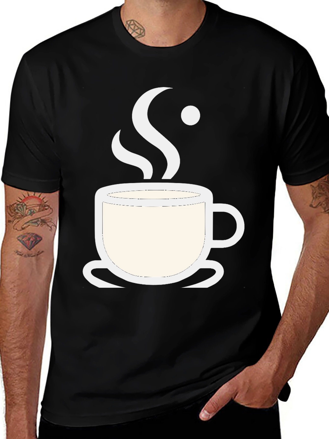 Variant 6 of Coffee Cup Graphic Tee - Black Cotton Blend