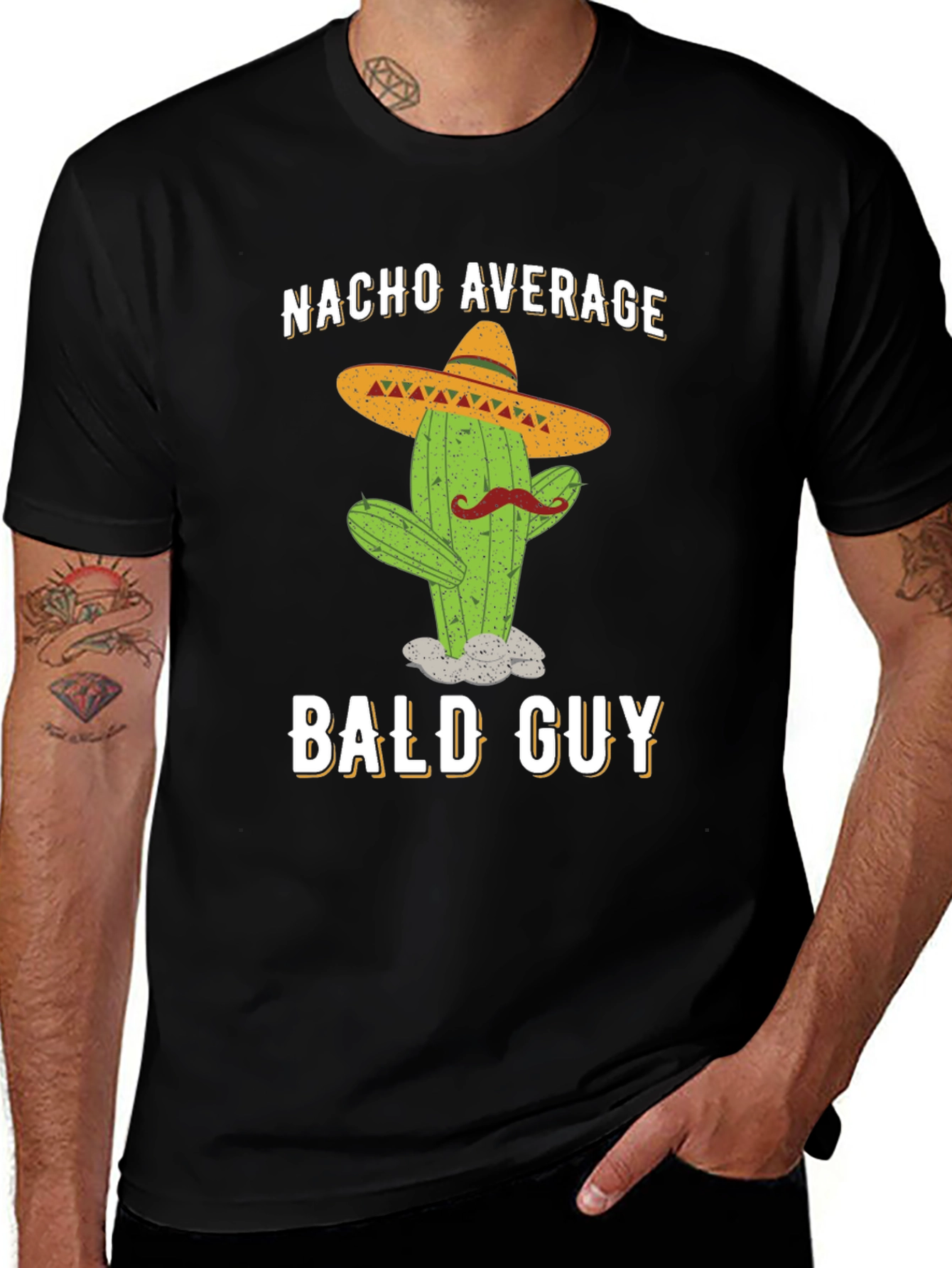 Variant 10 of Nacho Average Bald Guy T-Shirt Funny Cactus Tee