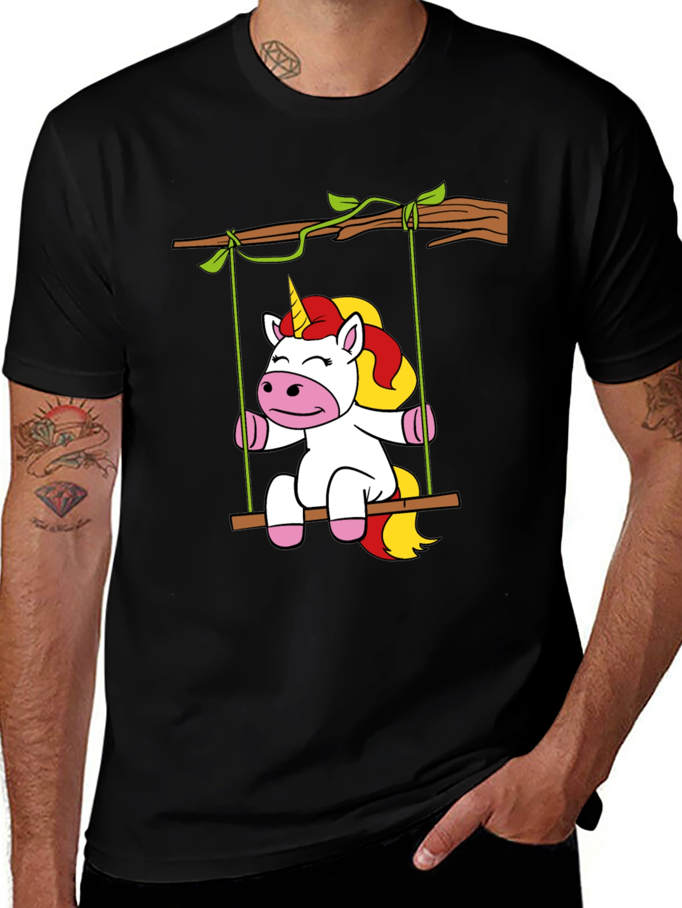 Variant 18 of Unicorn on Swing Graphic Tee