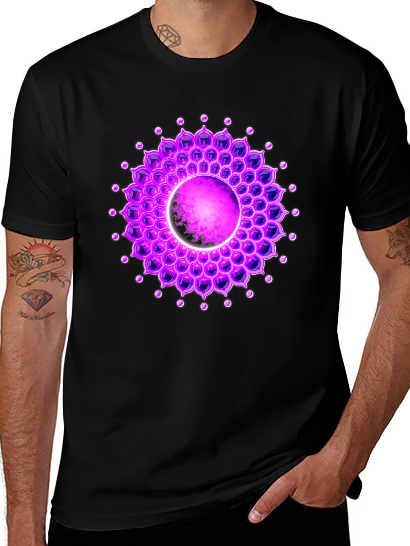 Variant 8 of Crown Chakra T-Shirt - Black Spiritual Tee