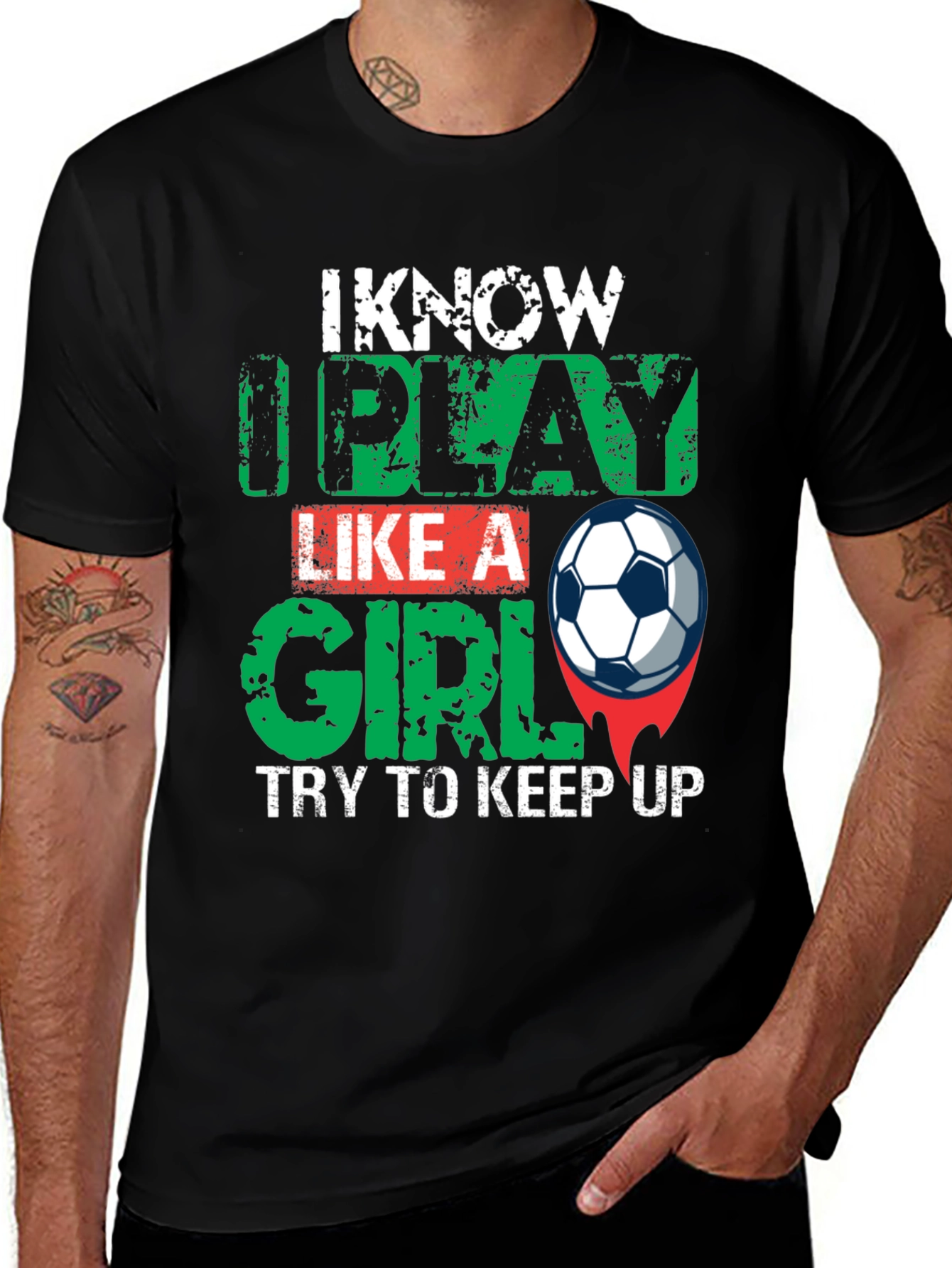Variant 2 of I Know I Play Like a Girl Black T-Shirt