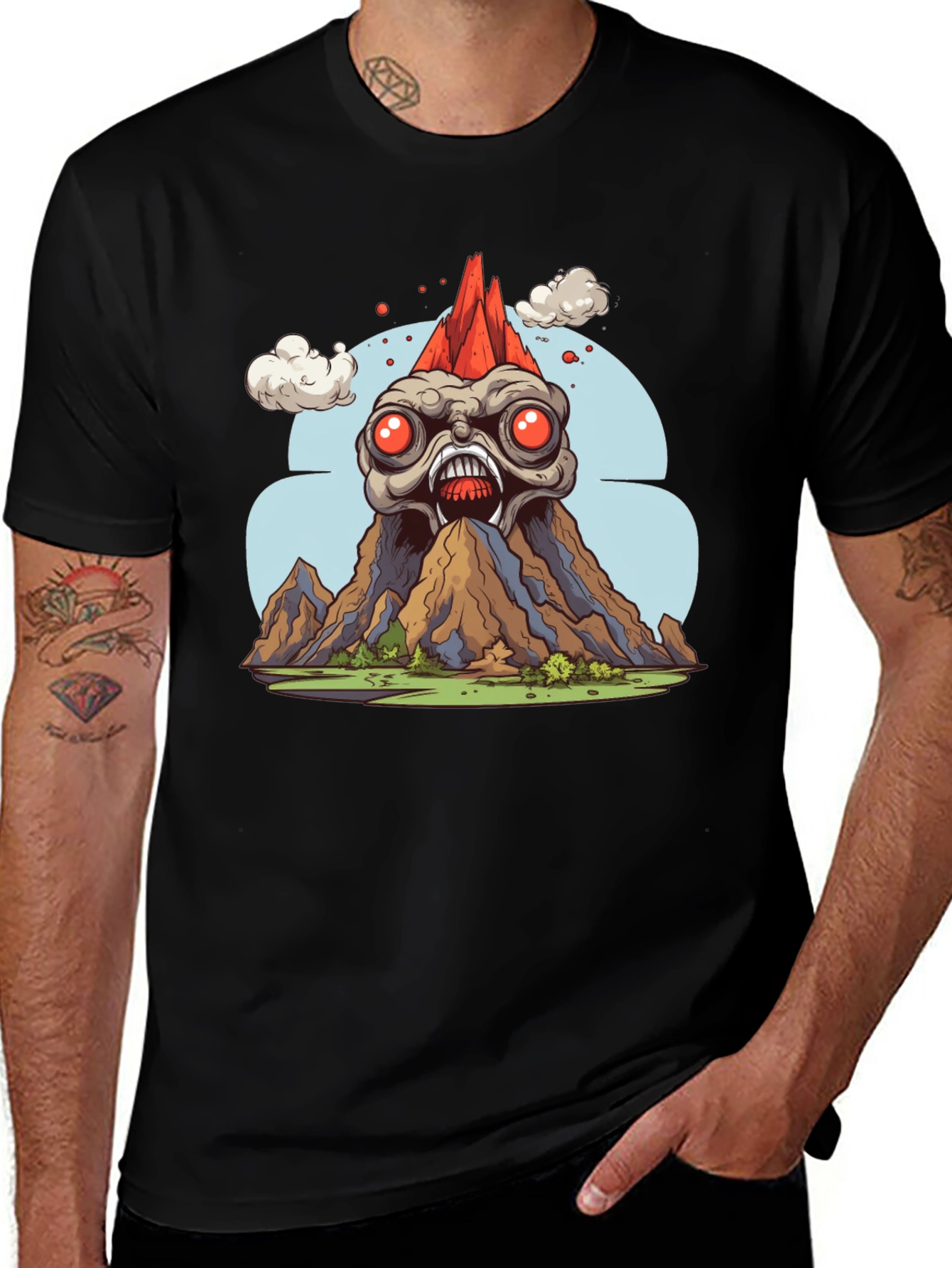 Variant 22 of Monster Volcano Graphic Tee - Bold Black T-Shirt