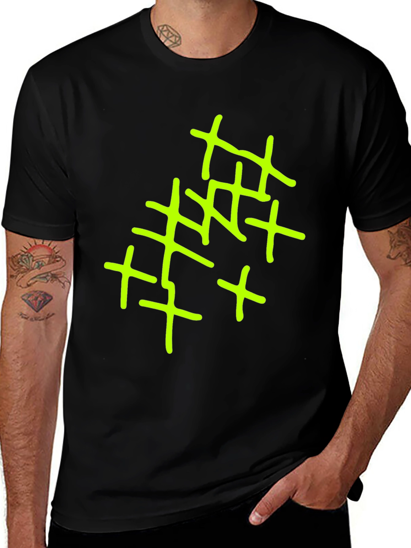 Variant 11 of Abstract Cross Design Men's Black T-Shirt