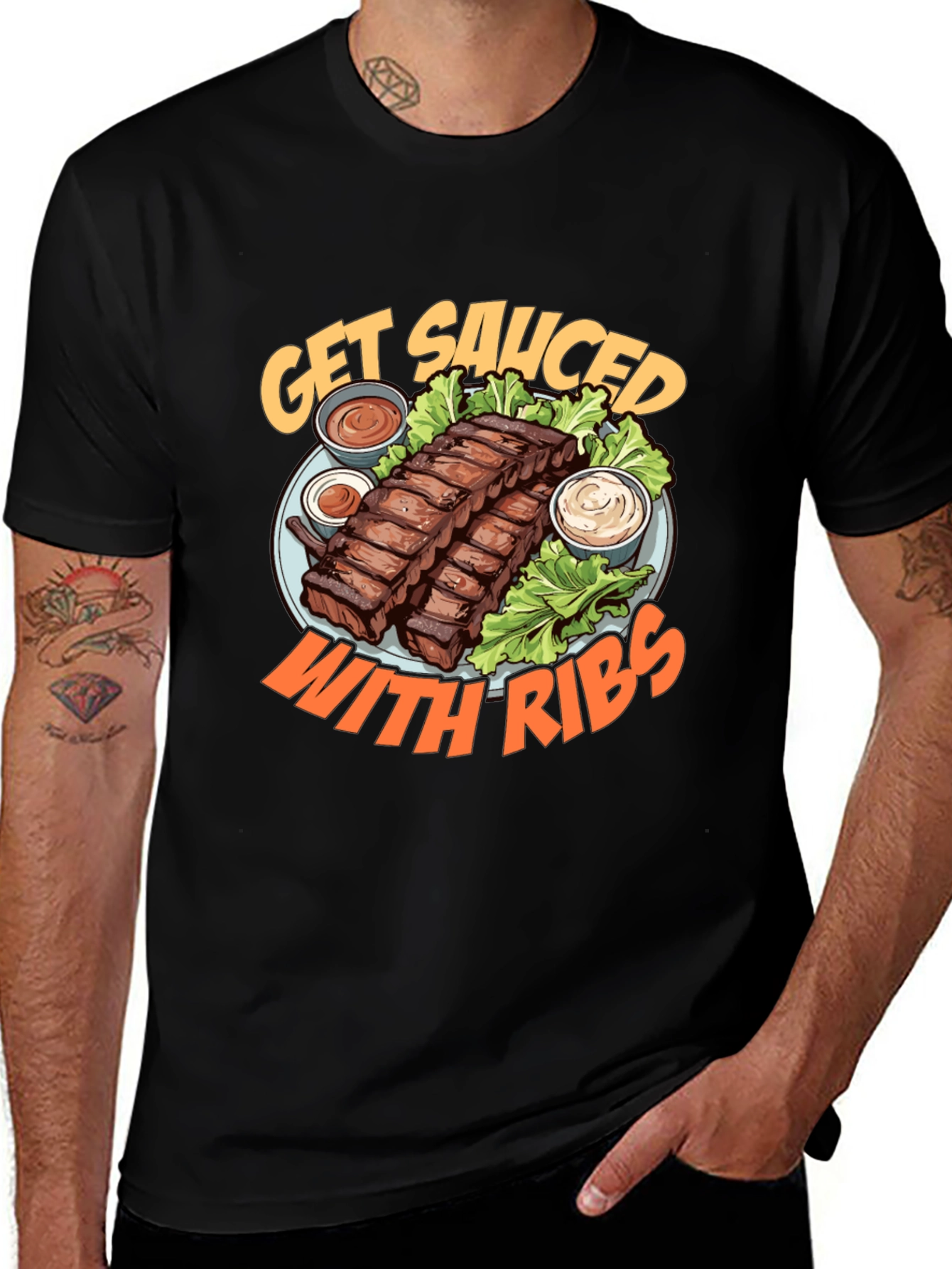 Get Sauced with Ribs T-Shirt - BBQ Lover Tee