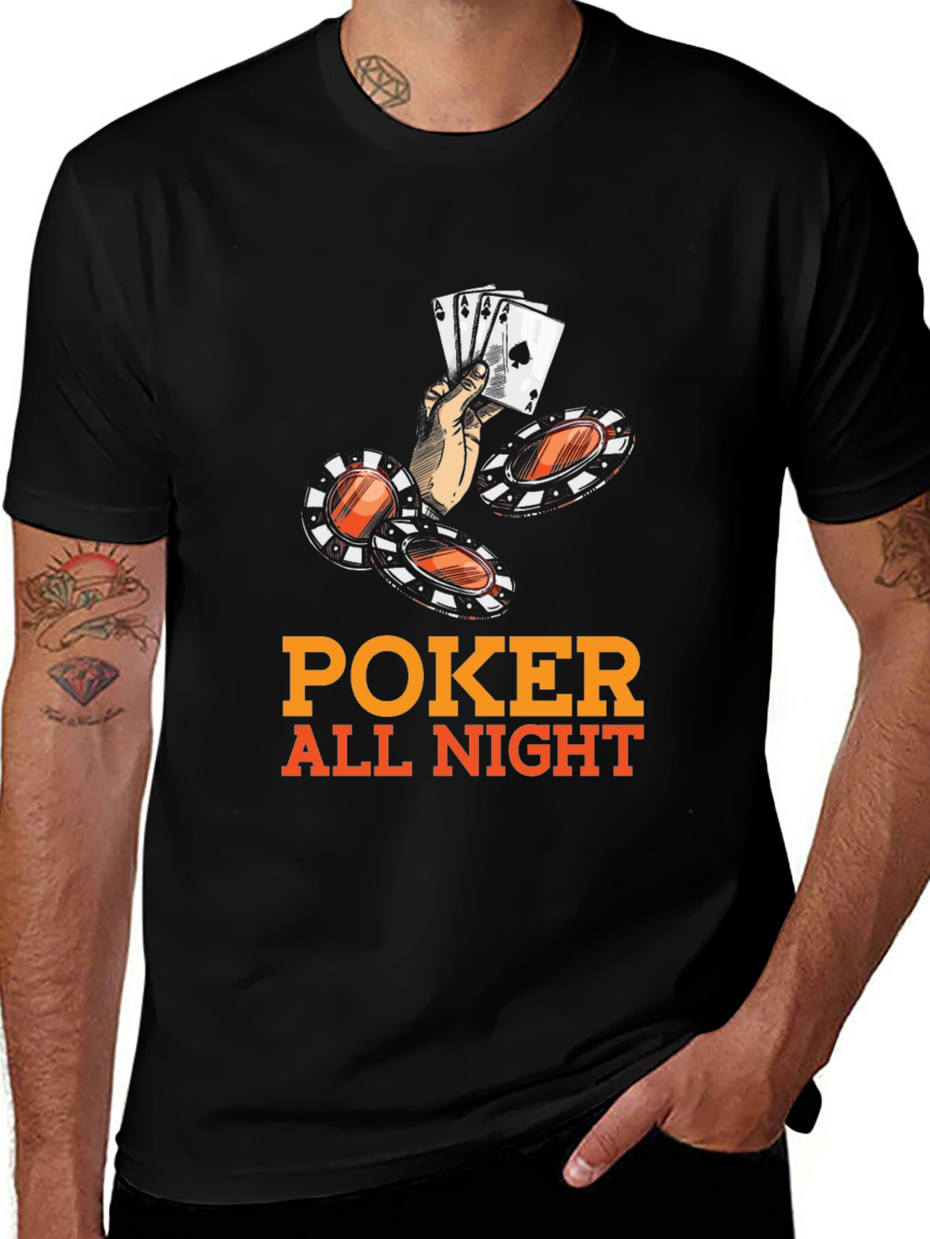 Variant 9 of Poker All Night Graphic Tee - Black Cotton Blend