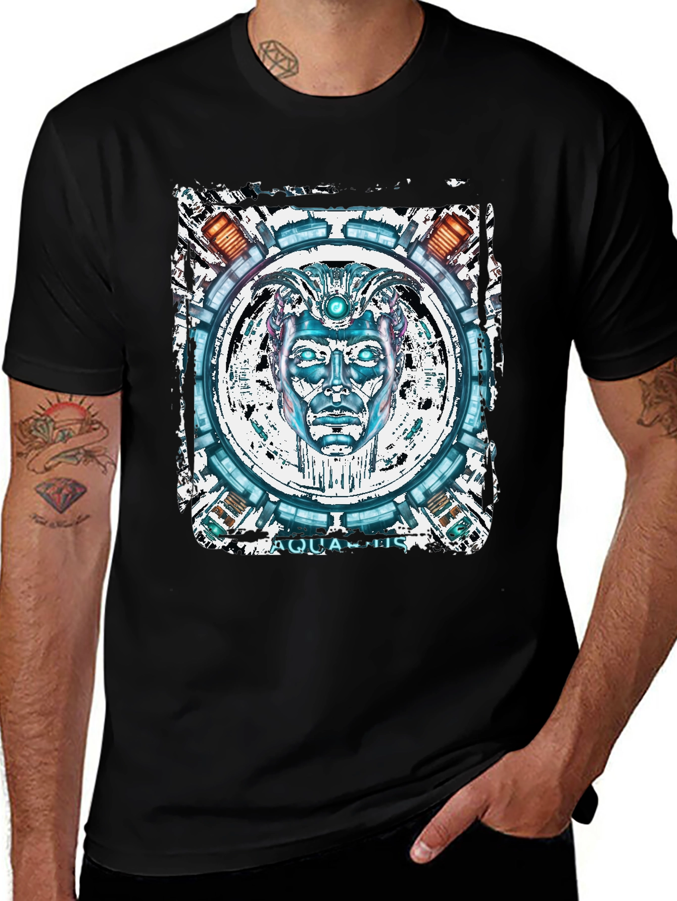 Aquatic Robot Face Graphic T-Shirt