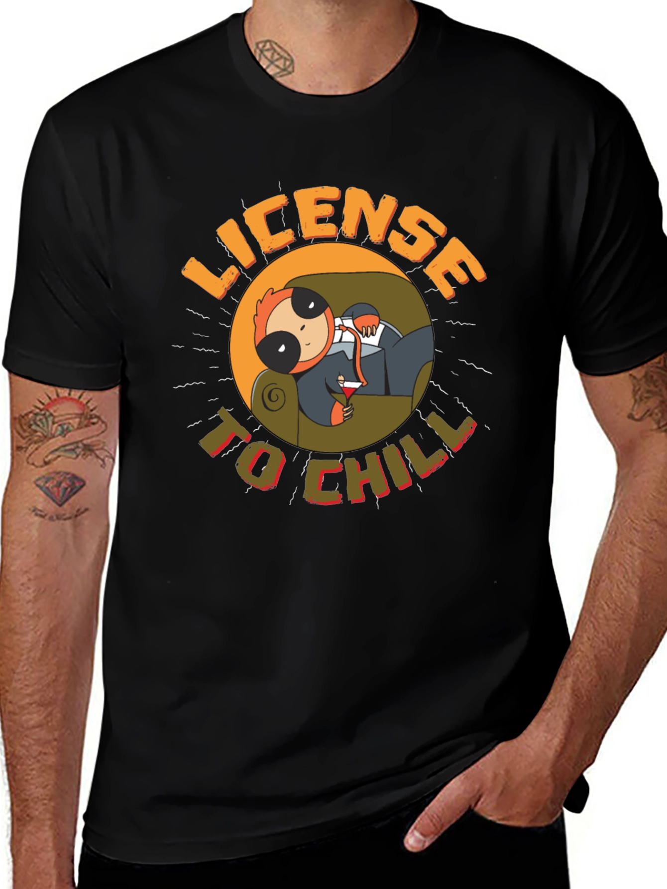 Variant 28 of License to Chill Sloth Graphic Tee - Relaxed Style