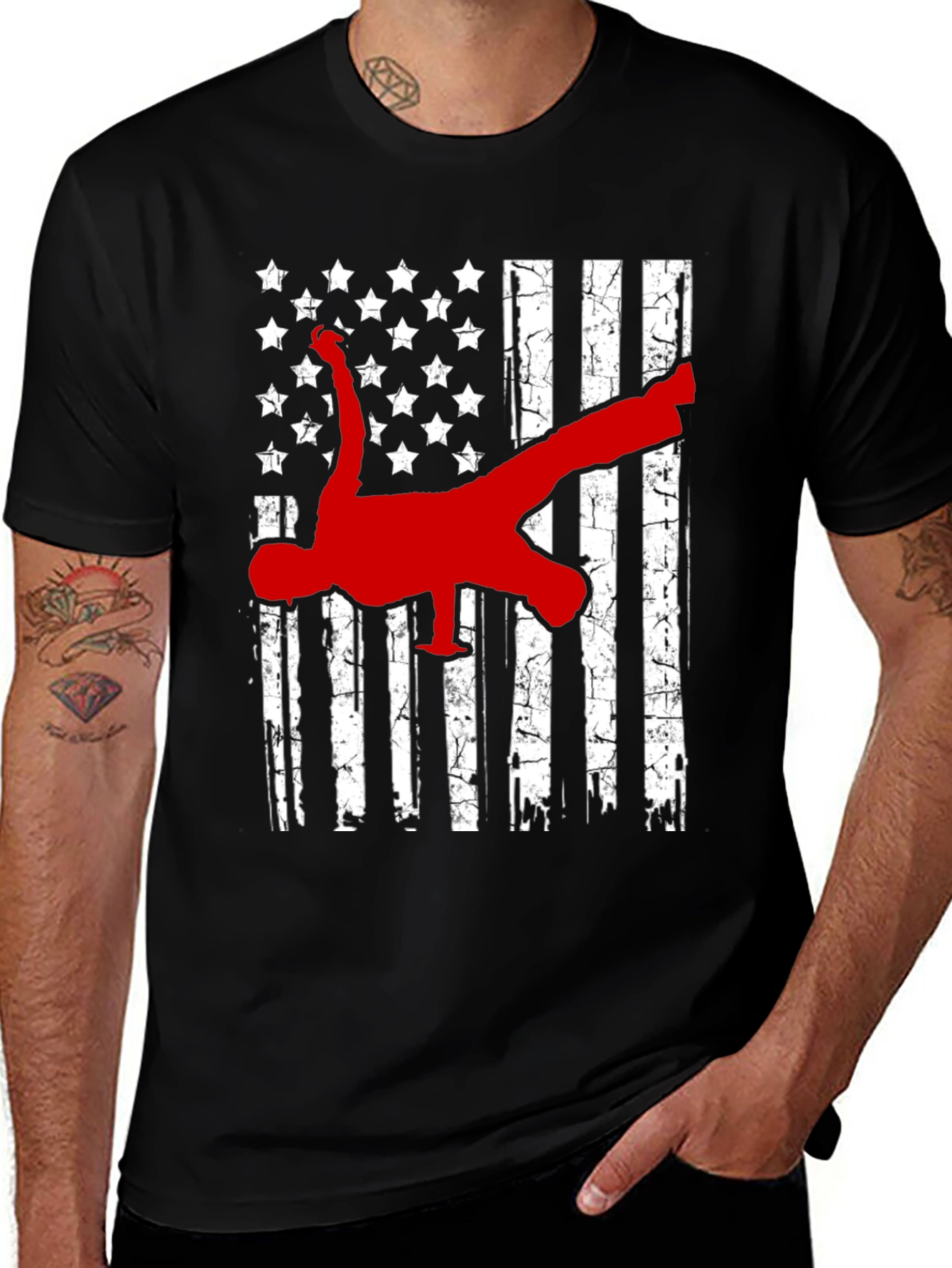 Variant 24 of American Flag Breakdancer Graphic T-Shirt