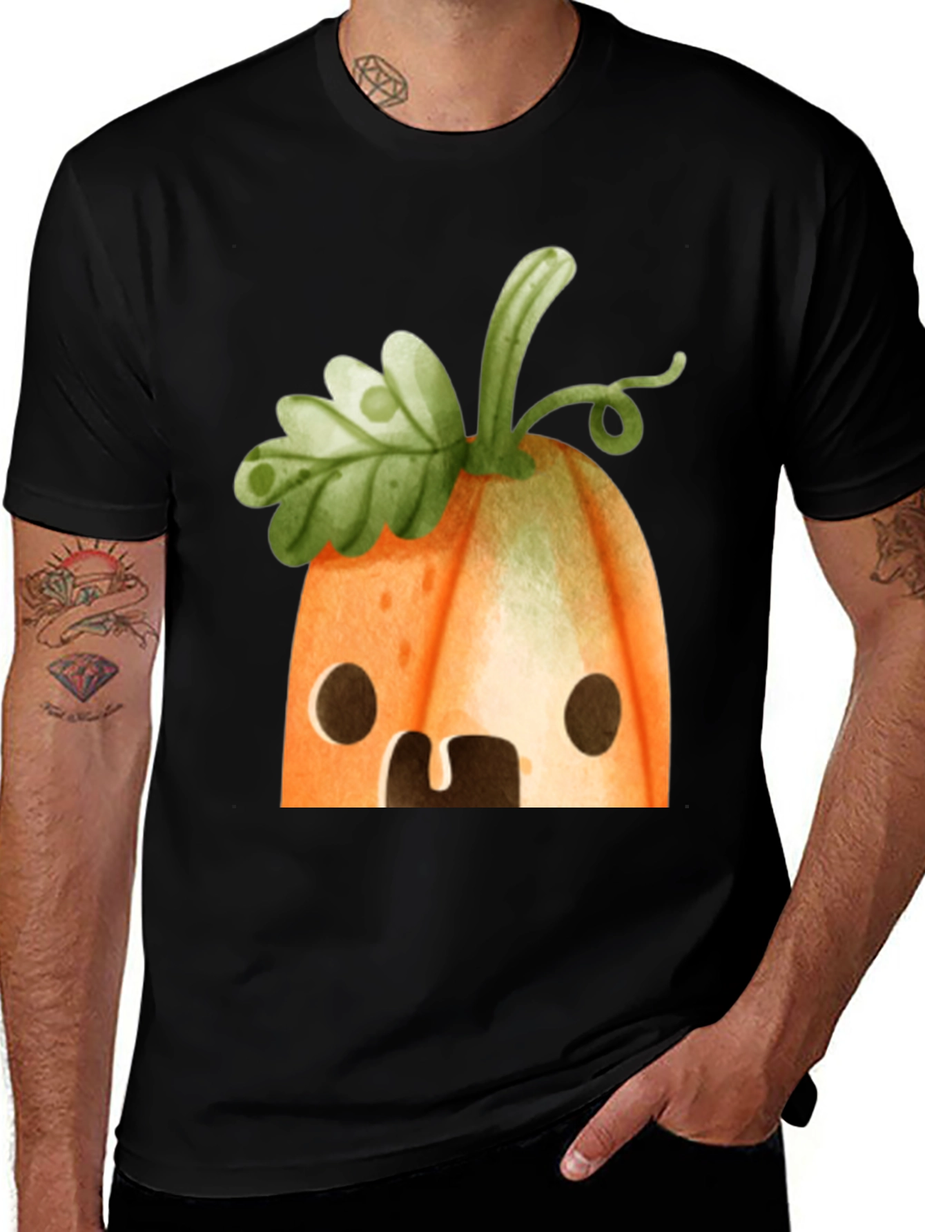 Variant 4 of Cute Pumpkin Face Graphic Tee - Halloween T-Shirt