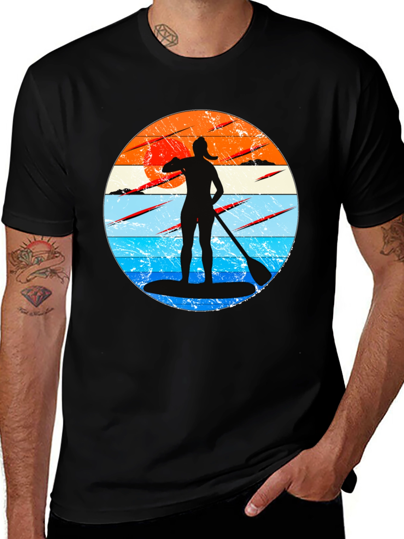Variant 16 of Paddleboarder Sunset Graphic Tee