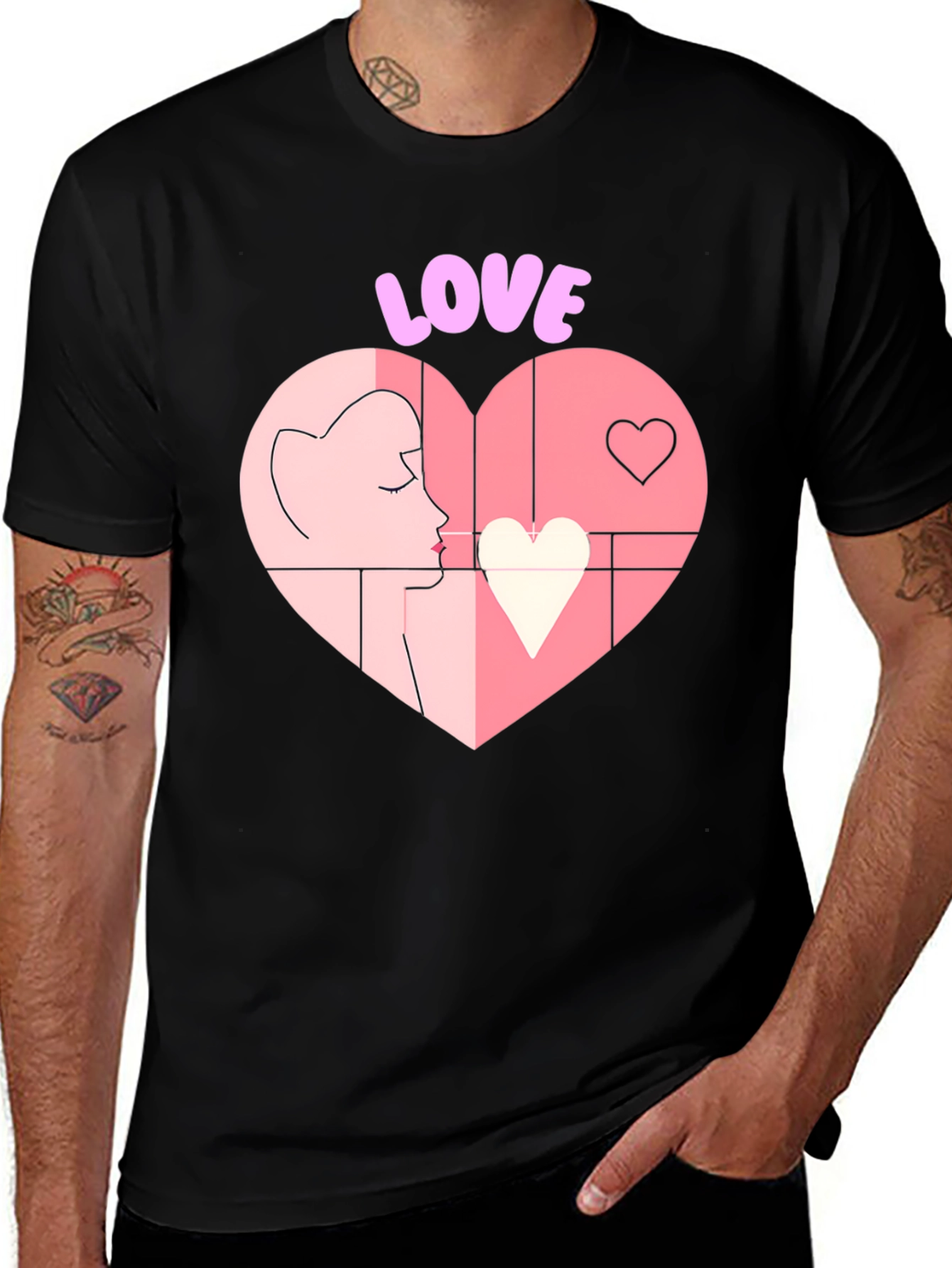 Variant 26 of Love Heart Graphic Tee - Stylish Black T-Shirt