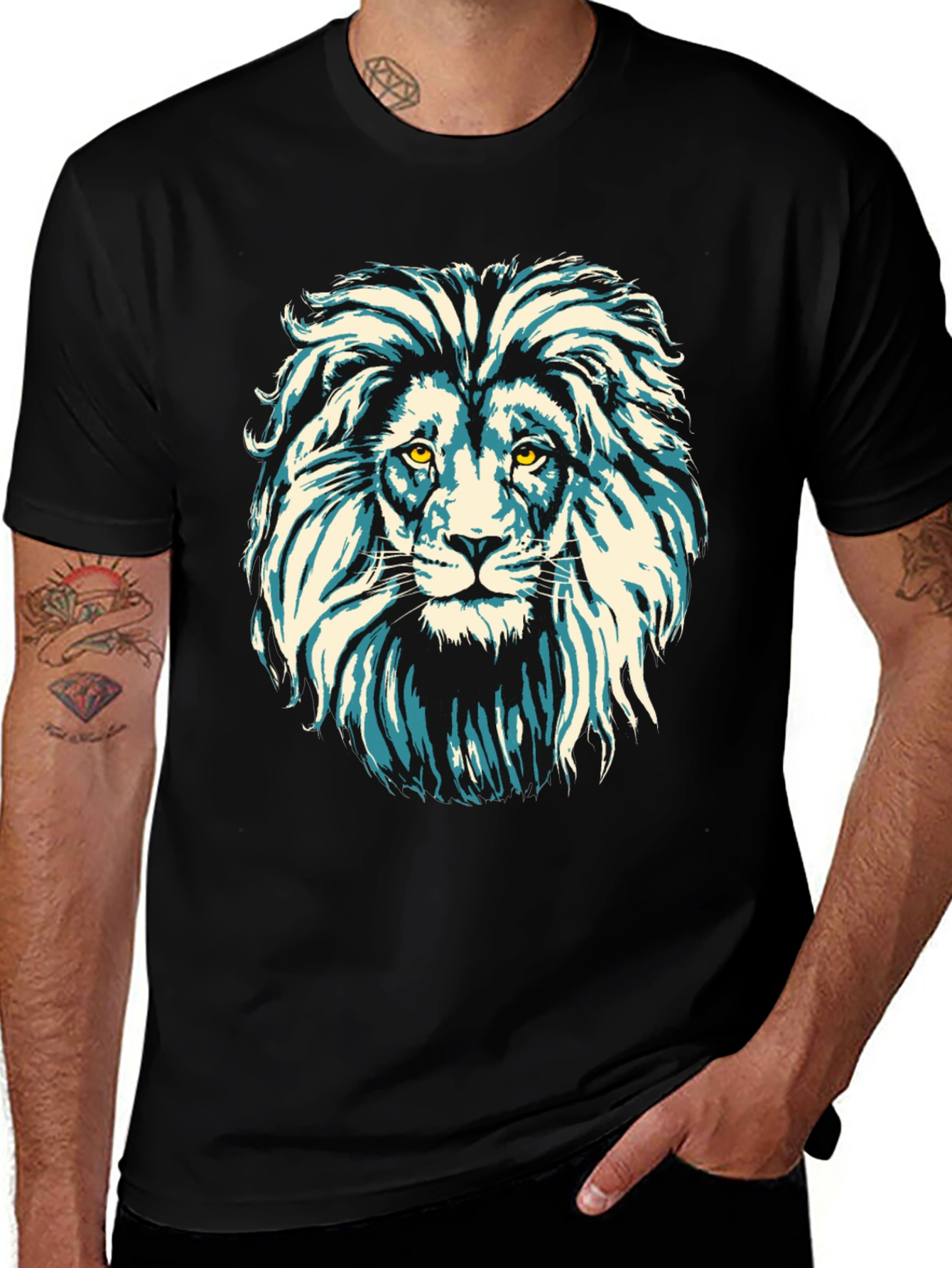 Variant 10 of Lion Graphic Tee - Black Cotton Blend