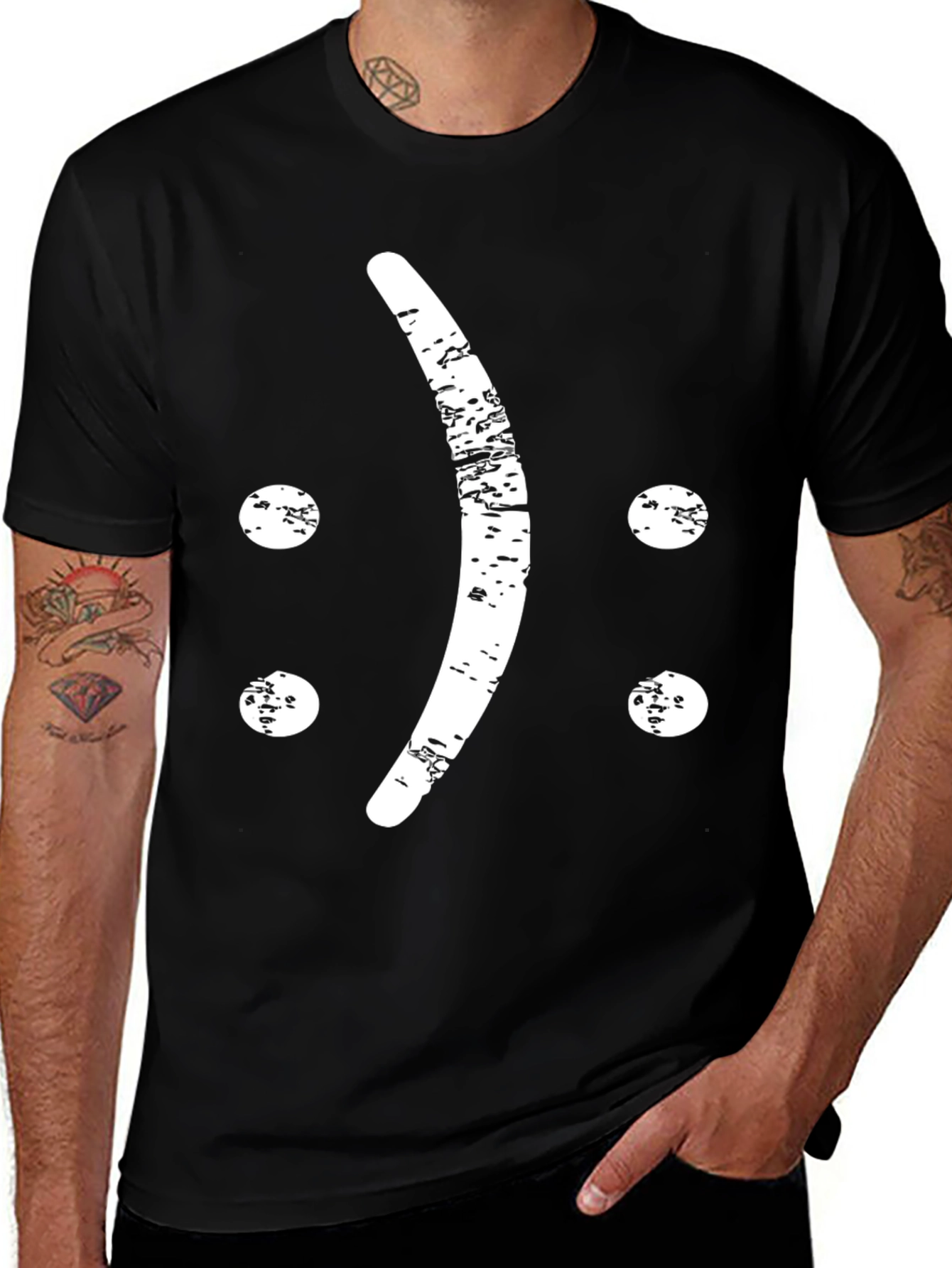 Variant 26 of Distressed Sad Face Graphic Tee