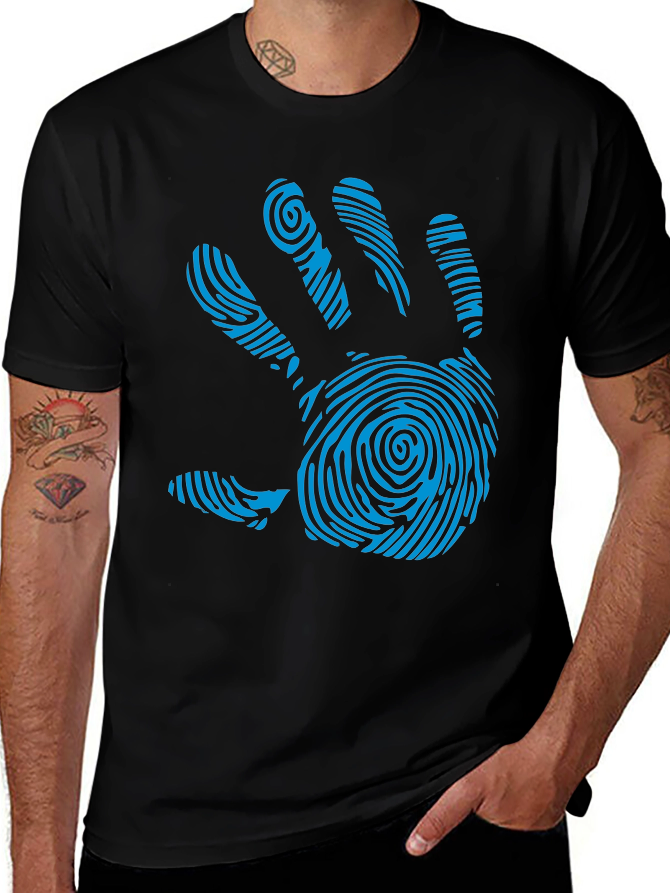 Variant 10 of Fingerprint Hand Graphic Tee - Unique Design T-Shirt