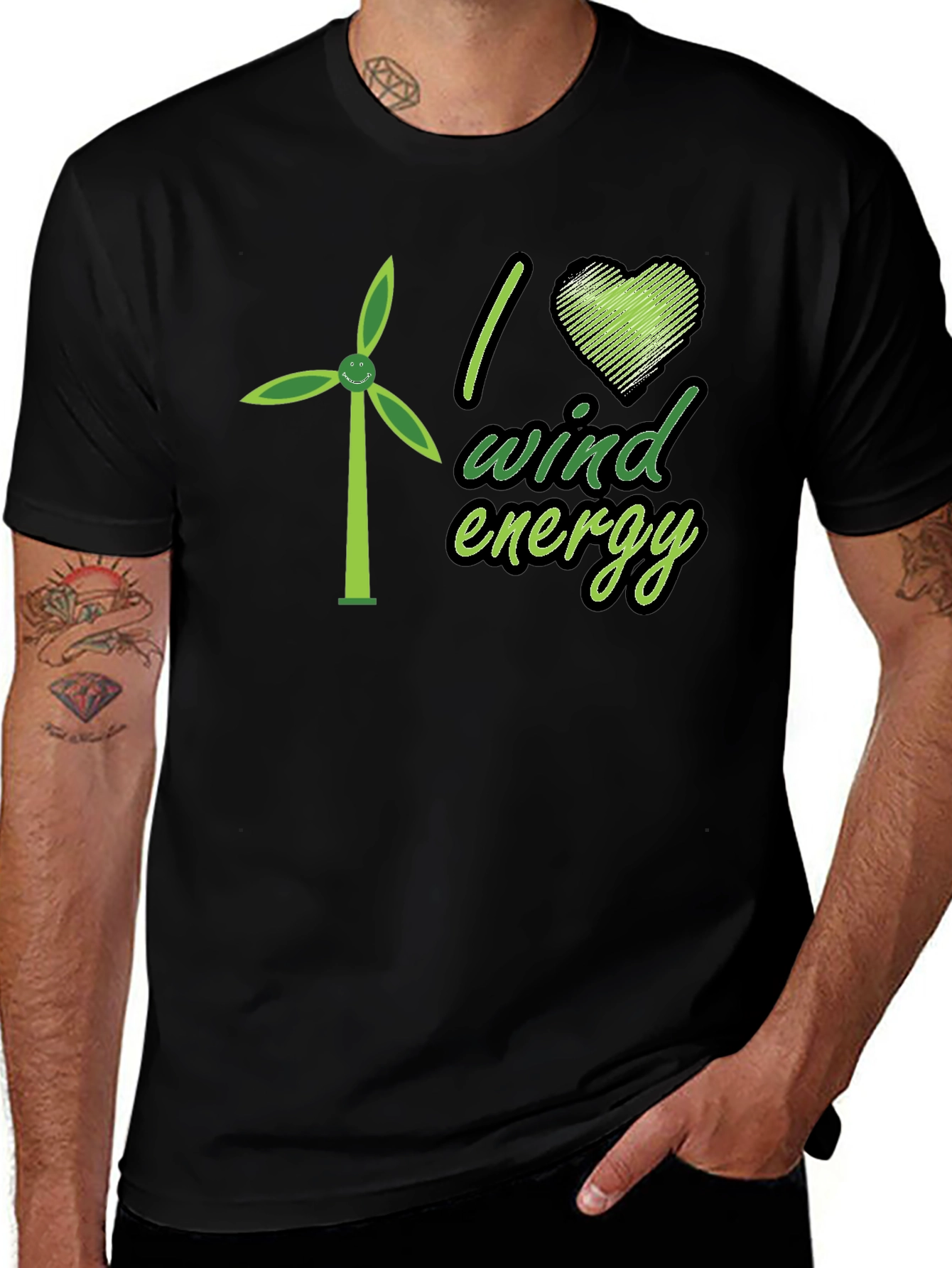 Variant 26 of I Heart Wind Energy T-Shirt - Eco Friendly Design