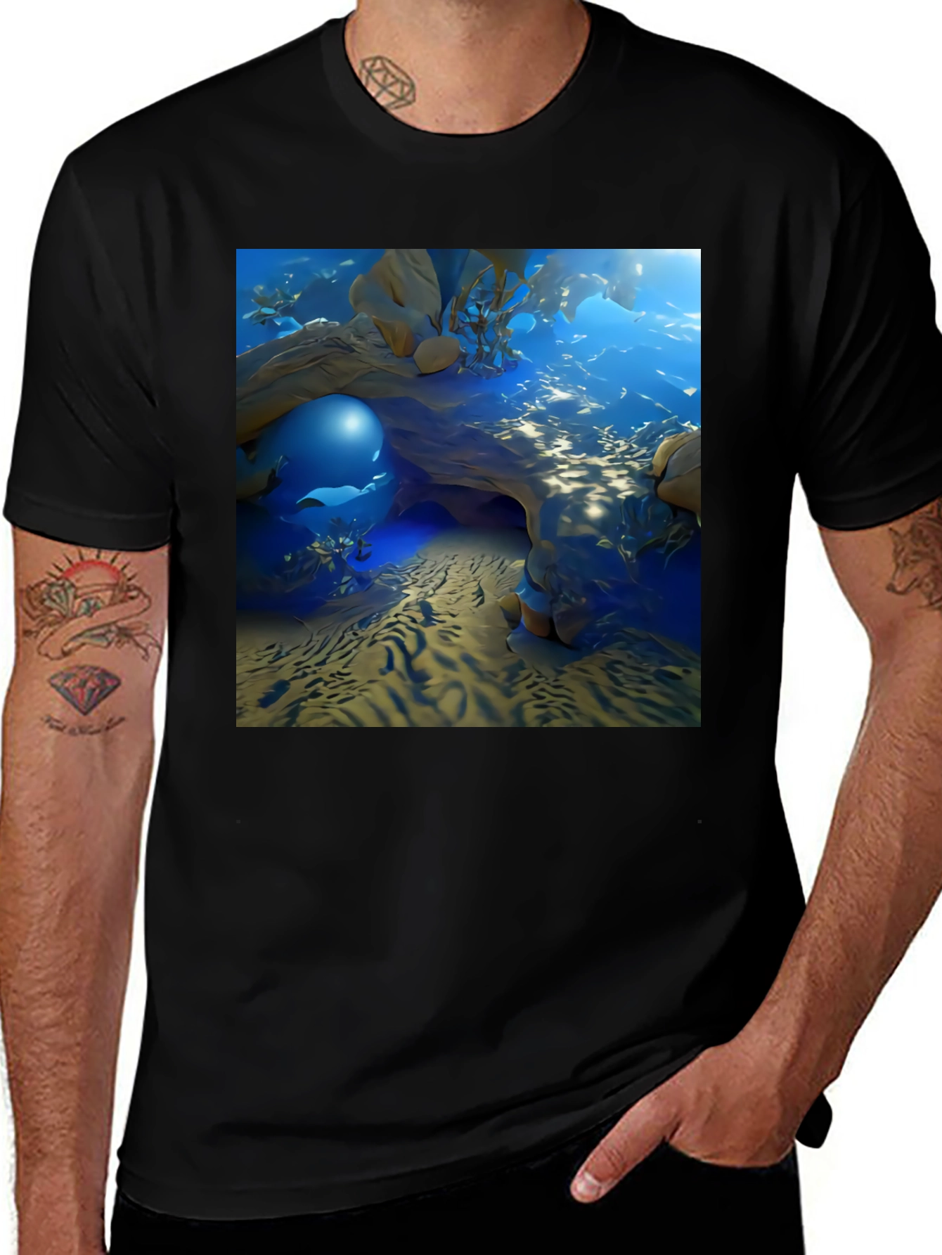 Variant 14 of Surreal Underwater Scene Graphic Tee - Unique Design