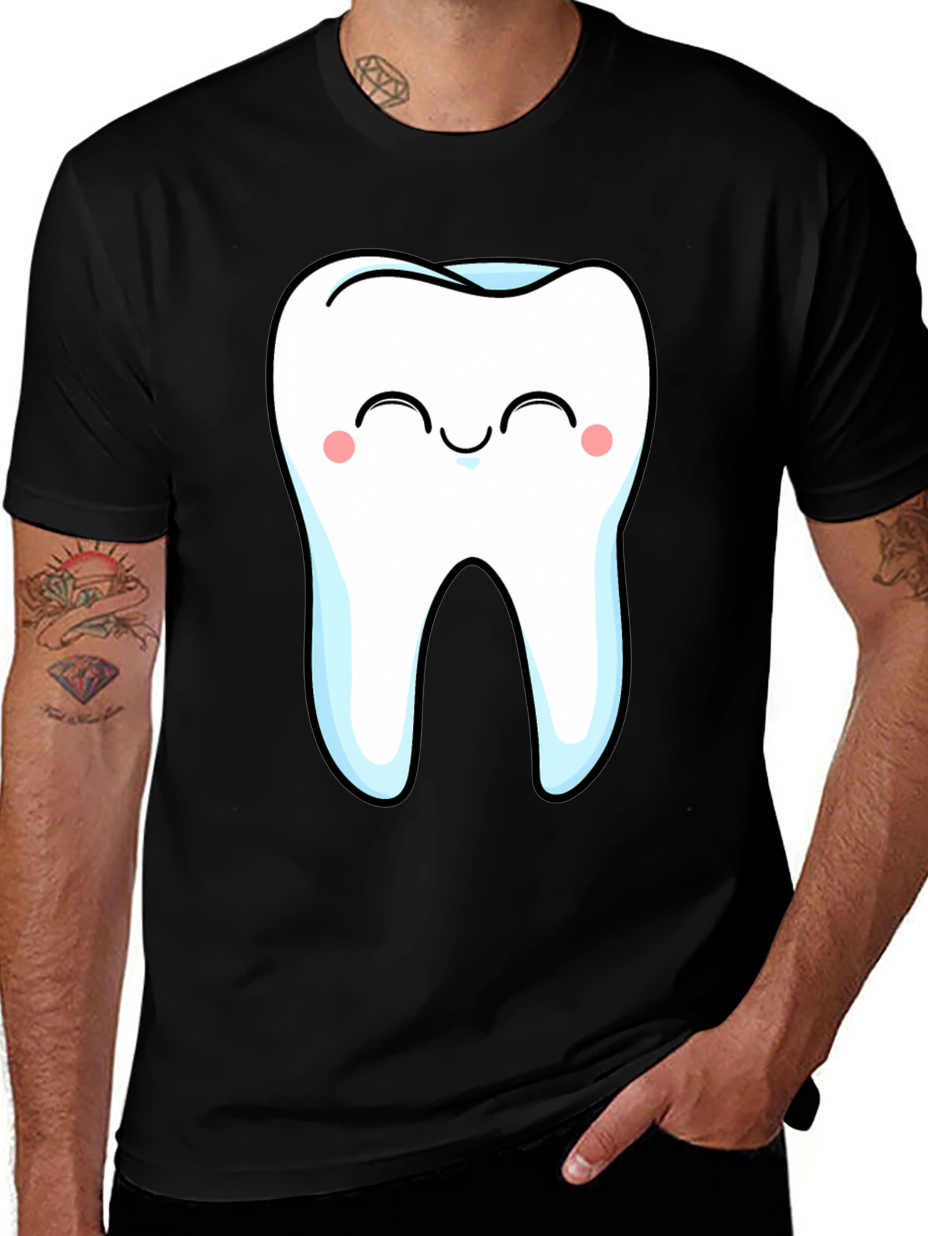 Variant 23 of Smiling Tooth Graphic Tee - Black Cotton T-Shirt