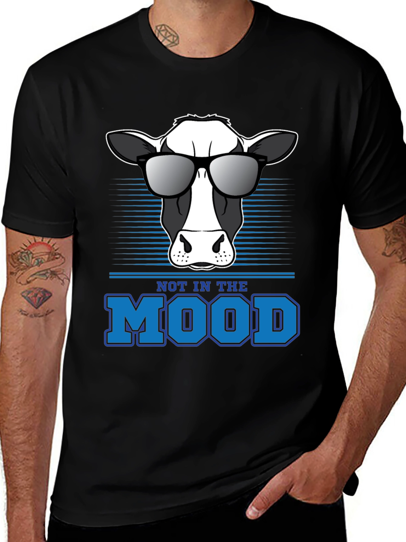 Black Not in the Mood Cow Graphic Tee main image