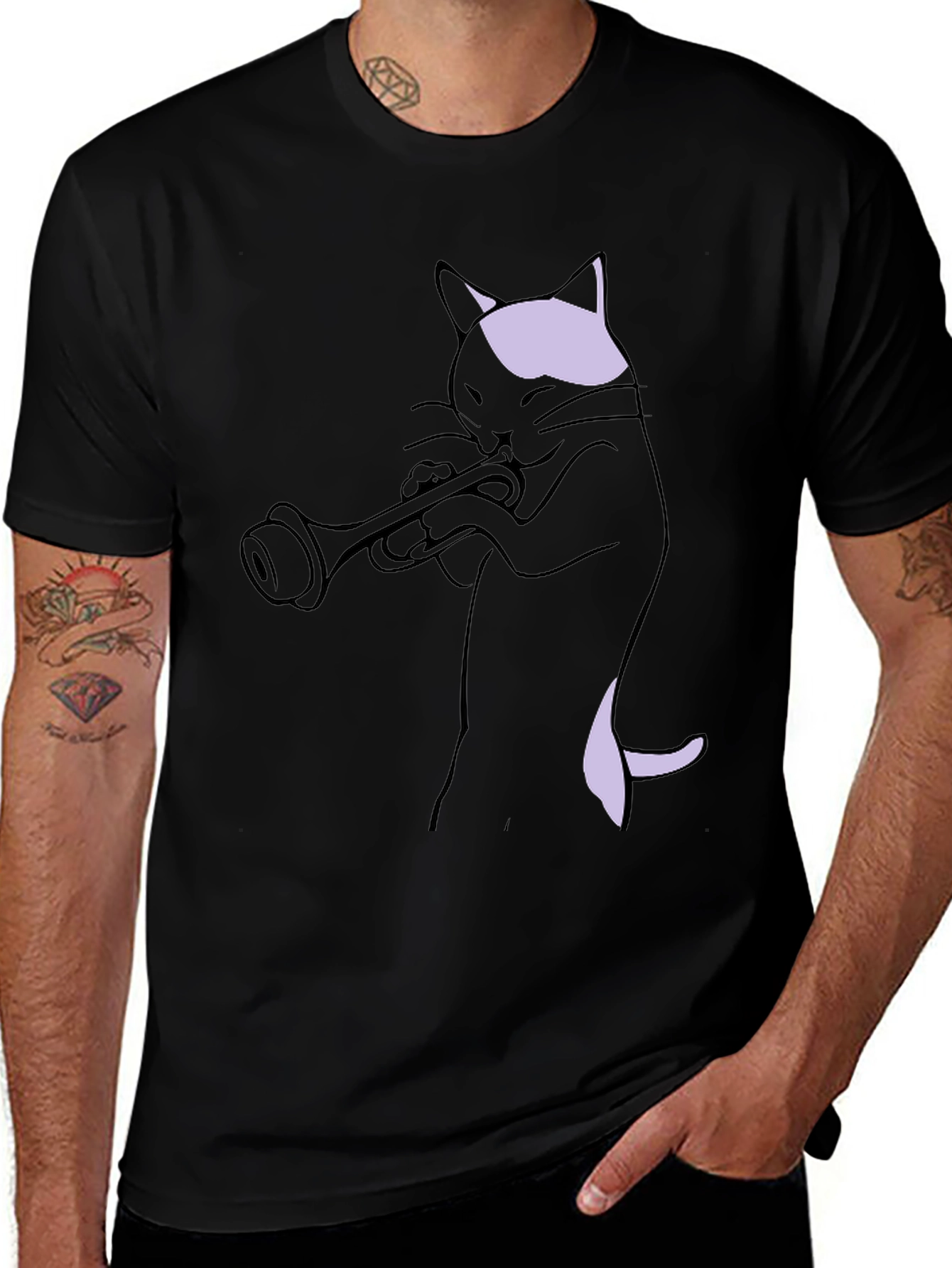 Variant 17 of Cool Cat Trumpet Player Graphic Tee