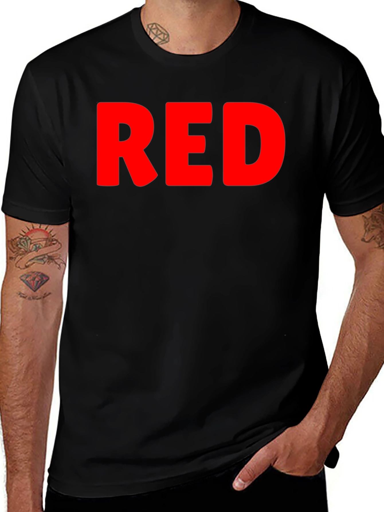 Variant 19 of Red Graphic Print Black T-Shirt
