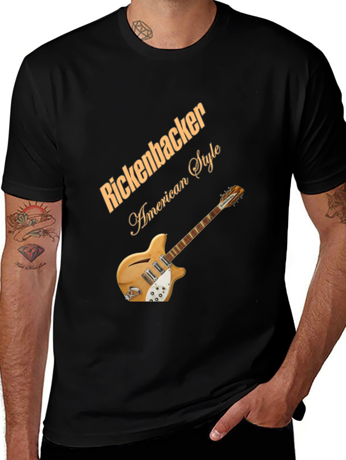 Rickenbacker Guitar Style Black T-Shirt