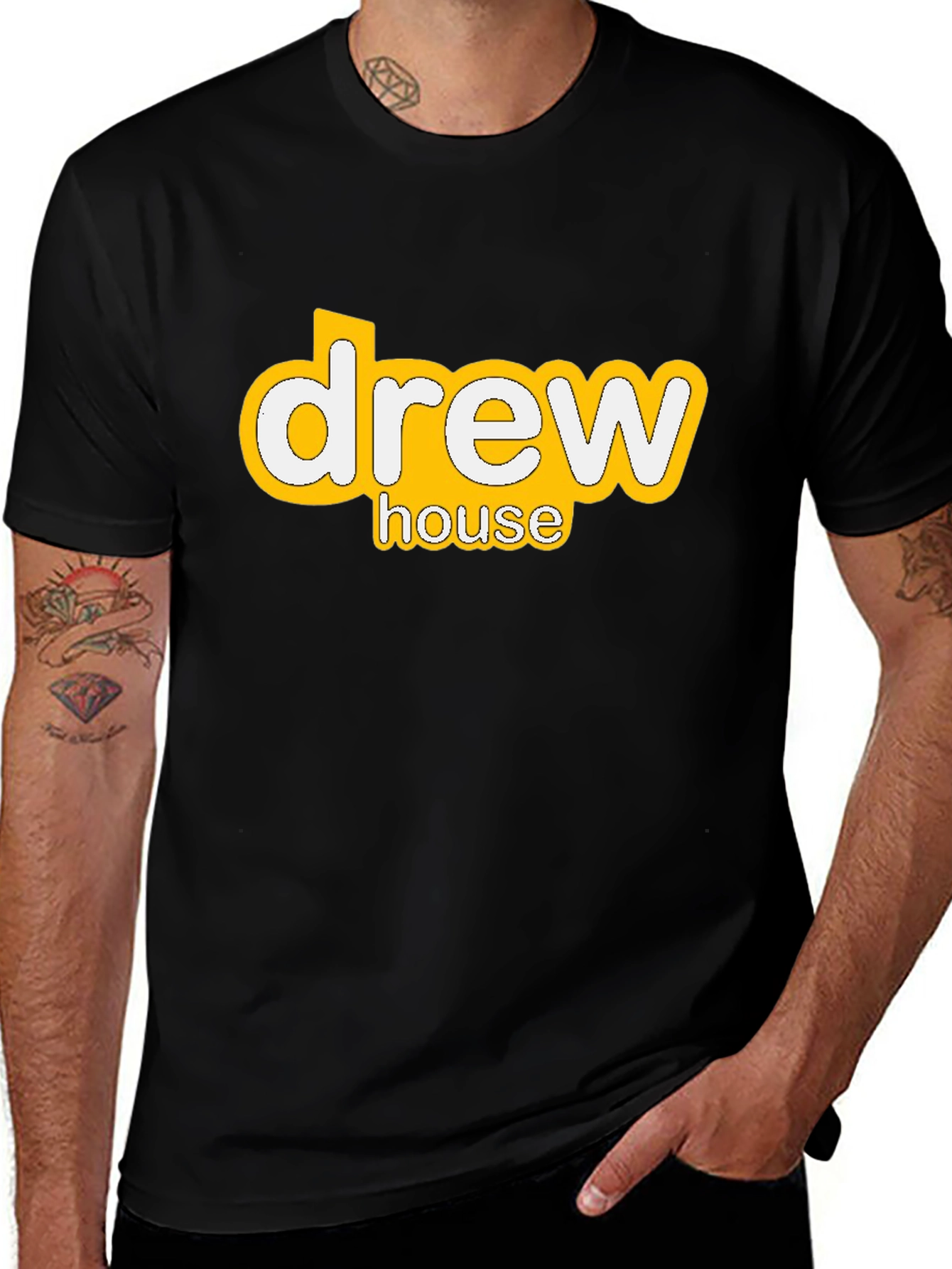 Drew House Black Tee - Streetwear Graphic Print