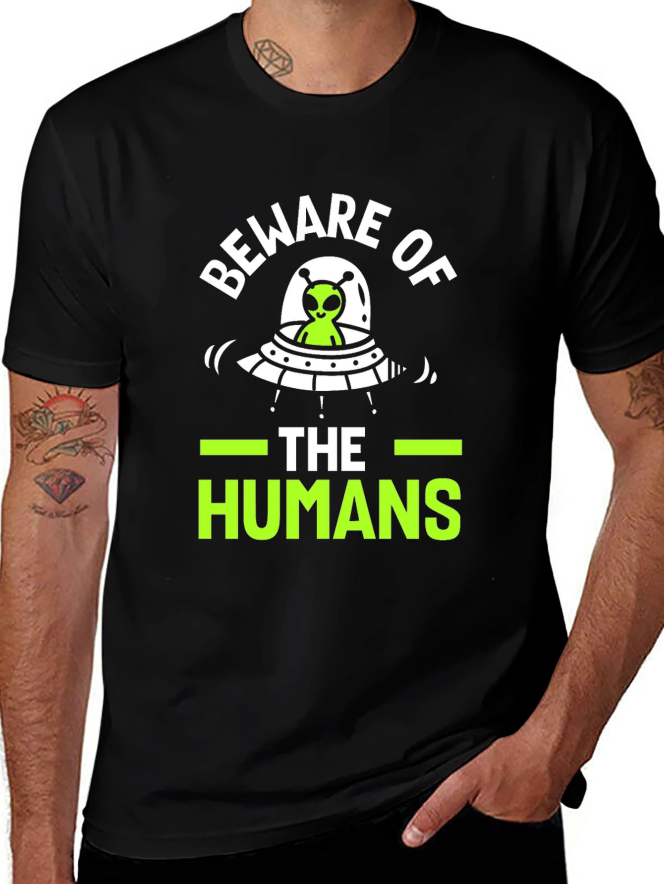 Variant 11 of Beware of The Humans Alien UFO Graphic T-Shirt