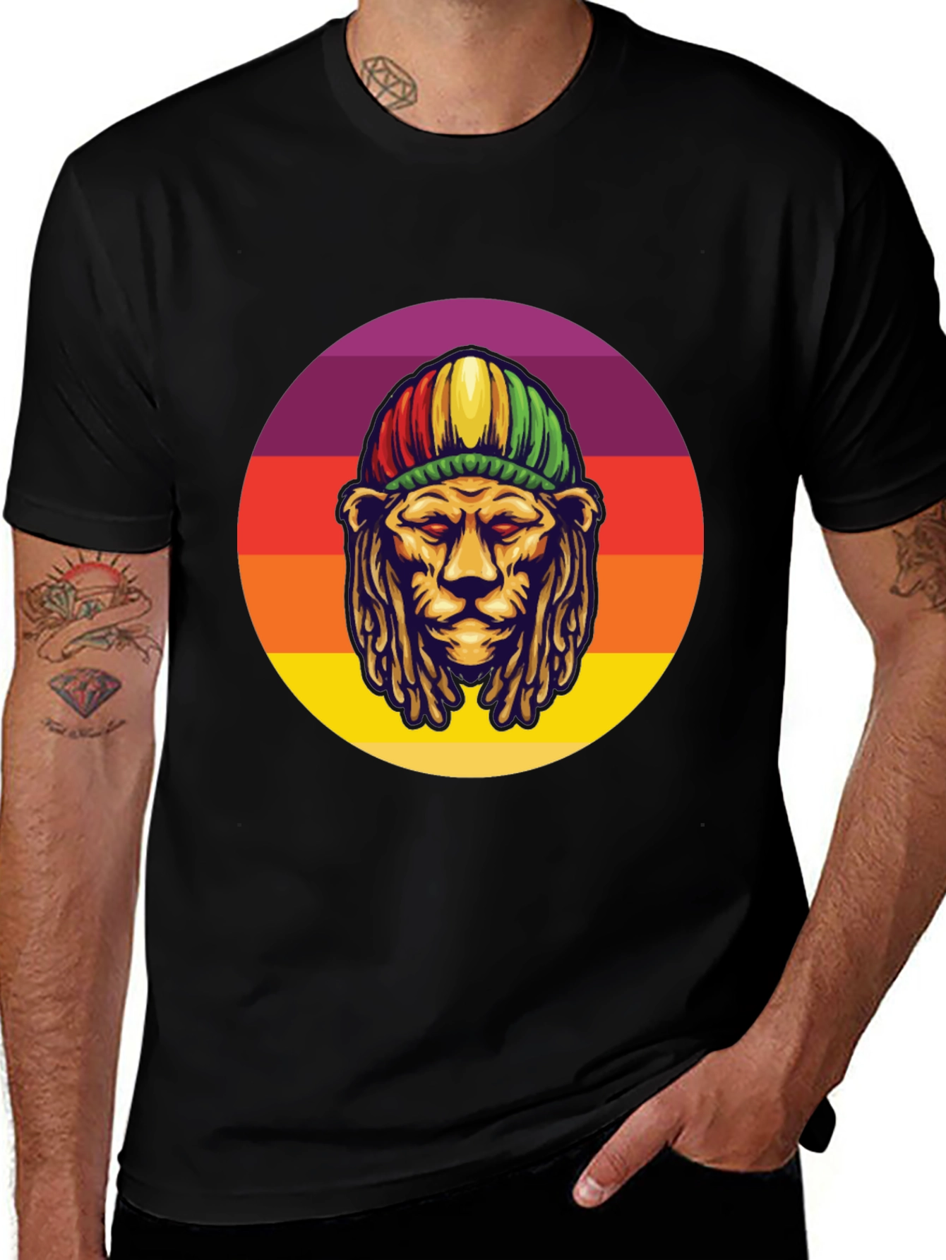 Rasta Lion Graphic Tee - Reggae Style T-Shirt