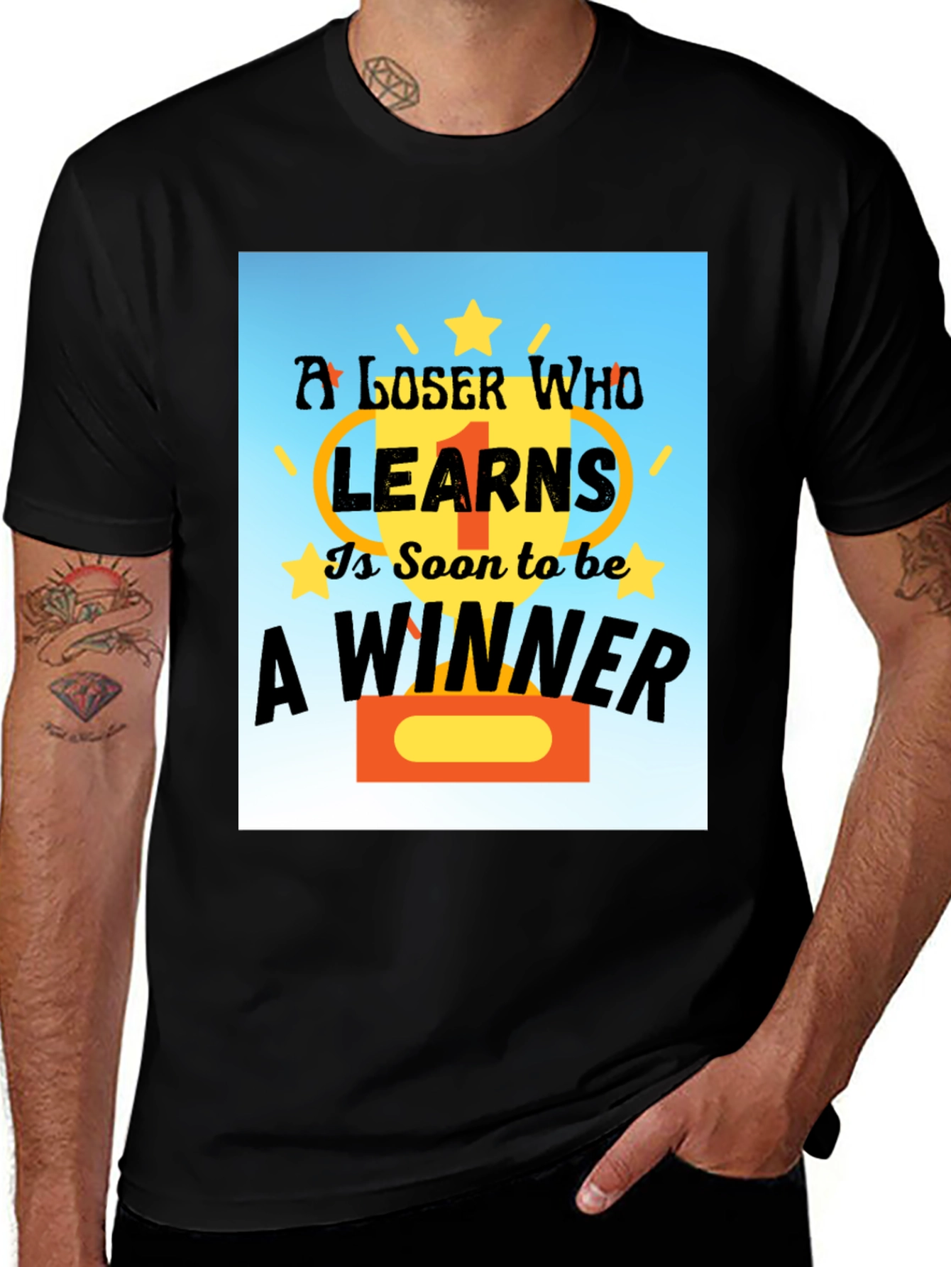 Variant 5 of Loser Learns To Be Winner Black T-Shirt