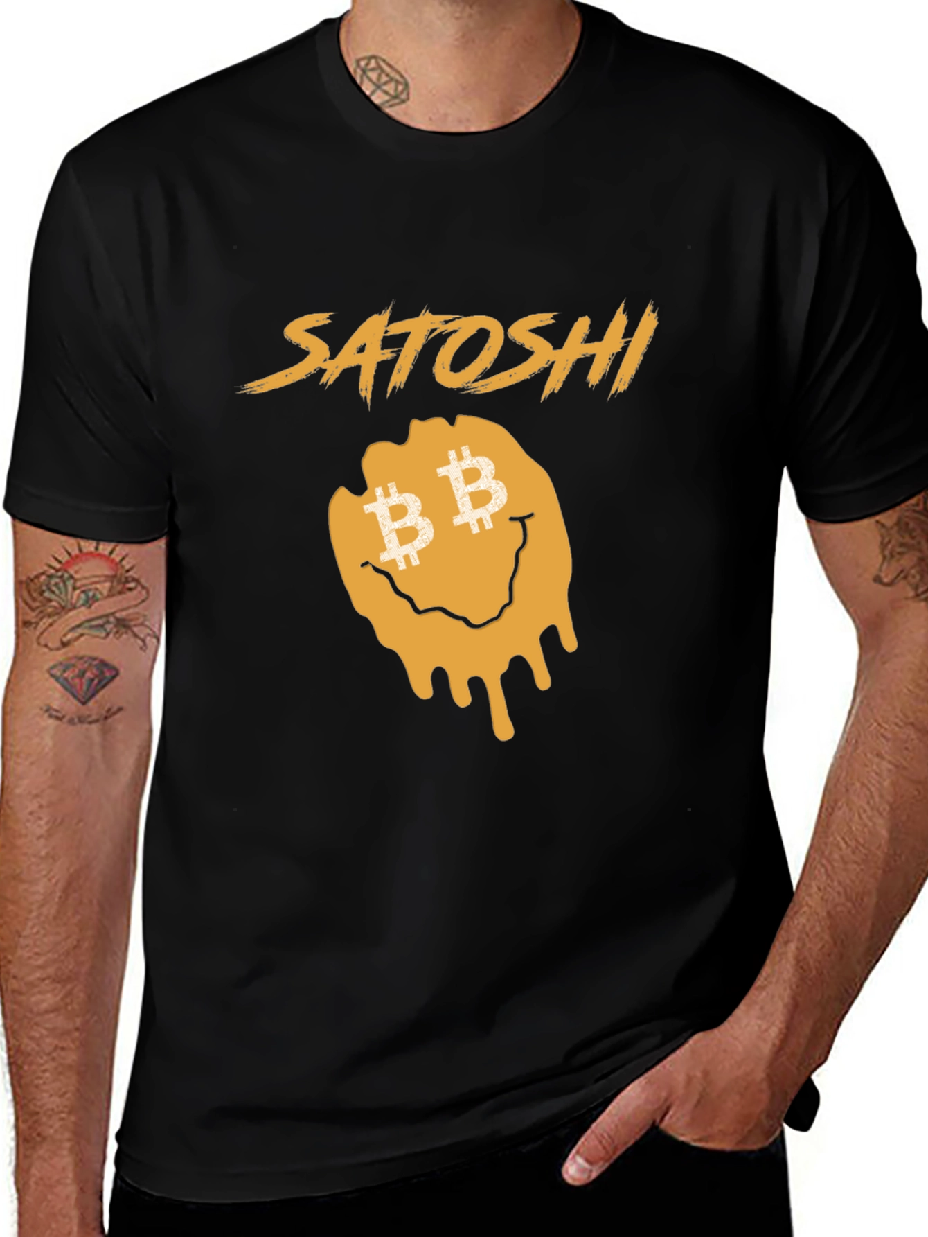 Variant 29 of Satoshi Drip T-Shirt - Bitcoin Smiley