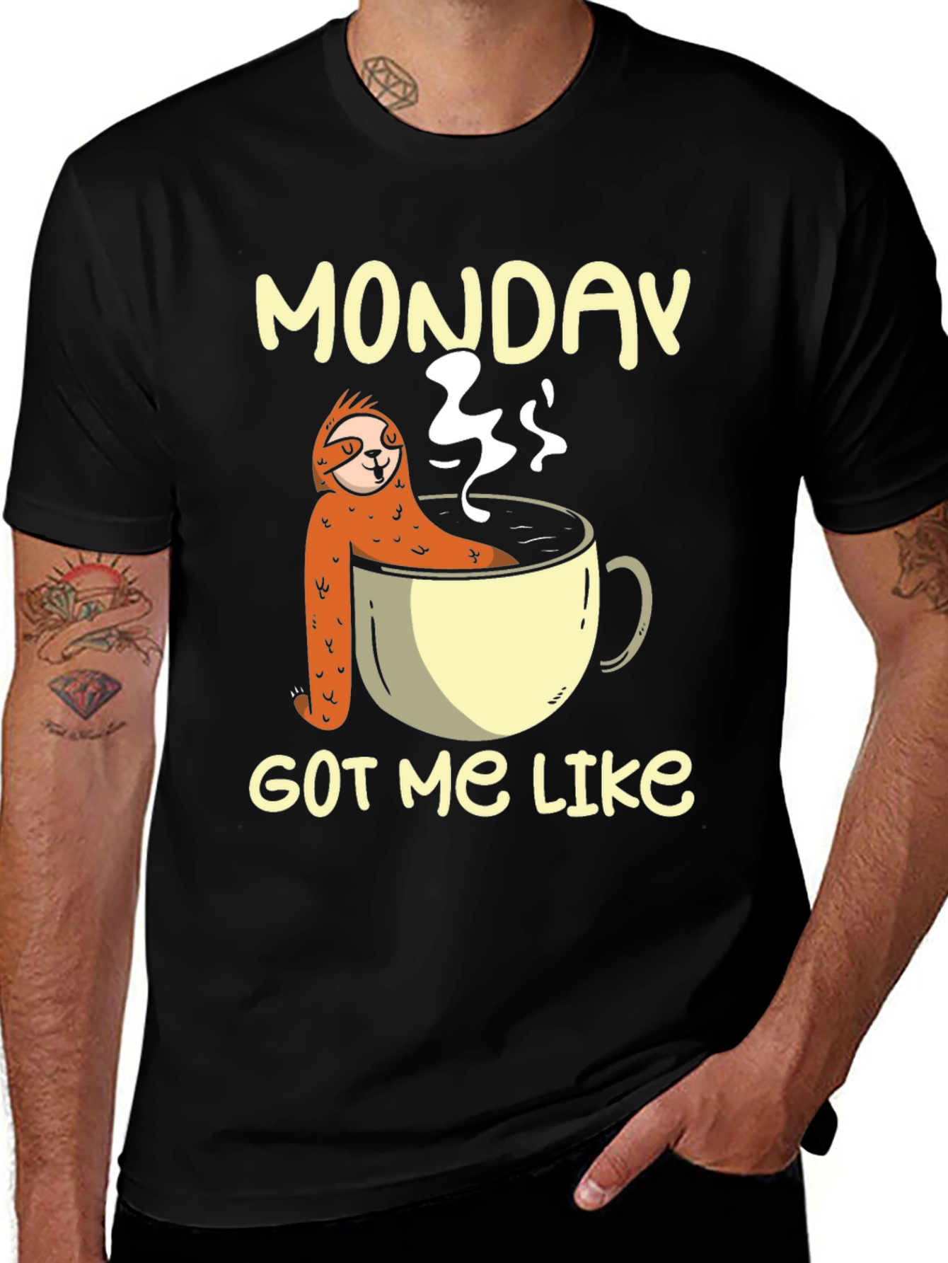 Variant 12 of Monday Sloth Coffee Cup T-Shirt