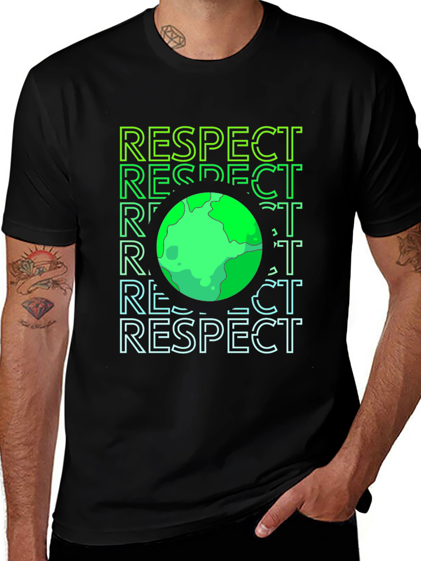 Respect Earth Graphic Print Black T-Shirt