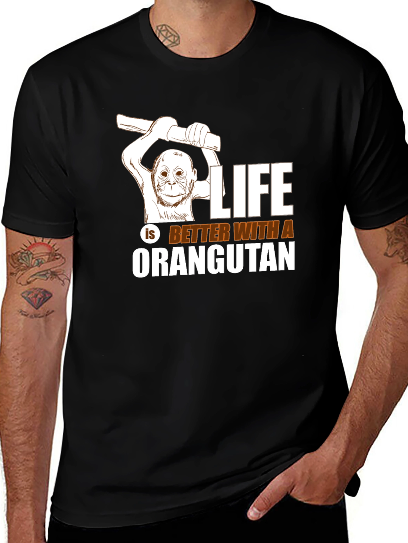 Variant 8 of Orangutan Graphic Tee - Life is Better T-Shirt