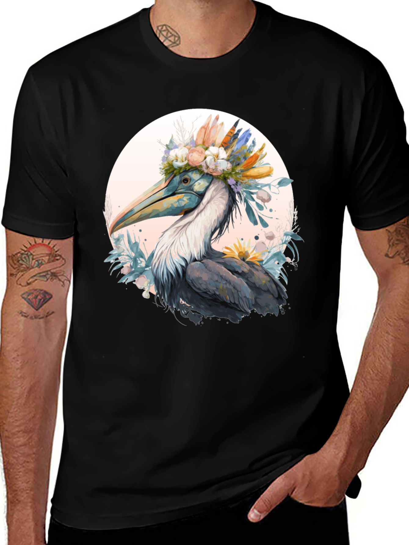 Variant 28 of Artistic Heron T-Shirt - Unique Bird Design
