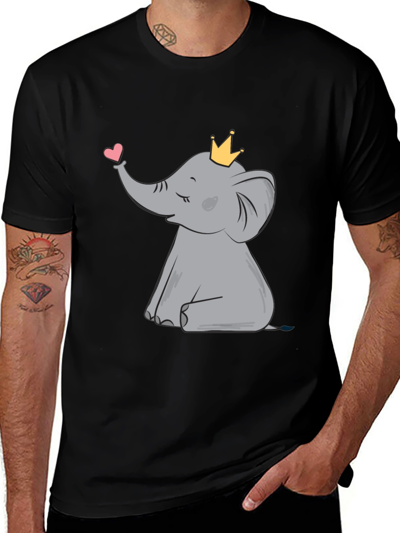 Variant 14 of Cute Elephant with Crown Graphic Tee