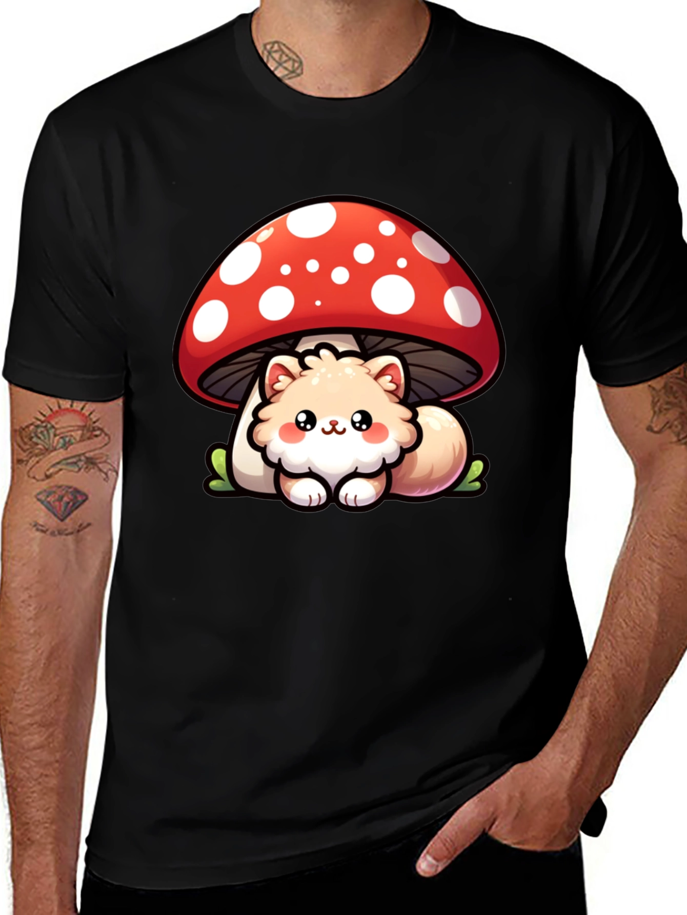 Cute Mushroom Cat T-Shirt - Fun Graphic Tee