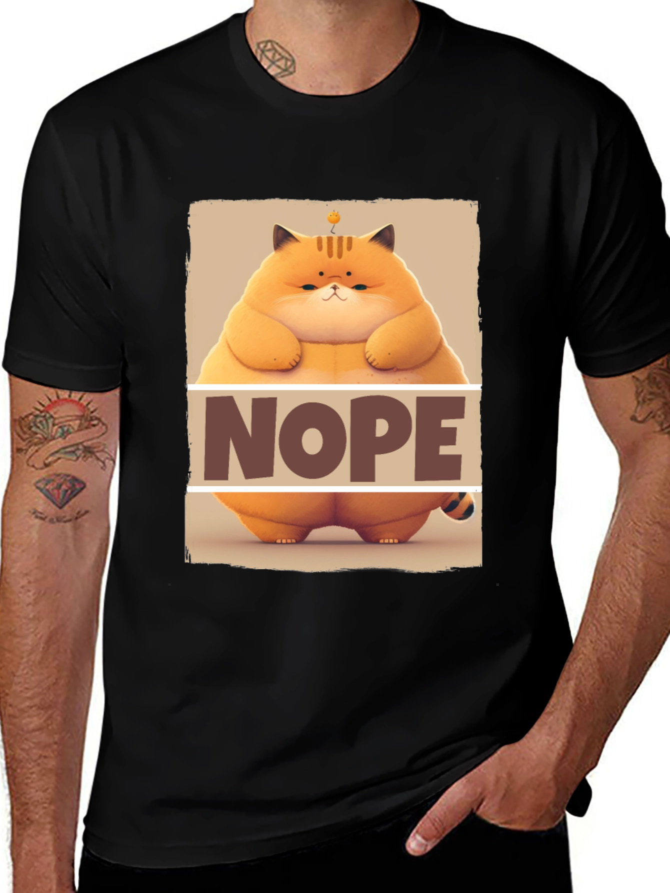 Black Nope Cat T-Shirt - Funny Graphic Tee for Cat Lovers main image