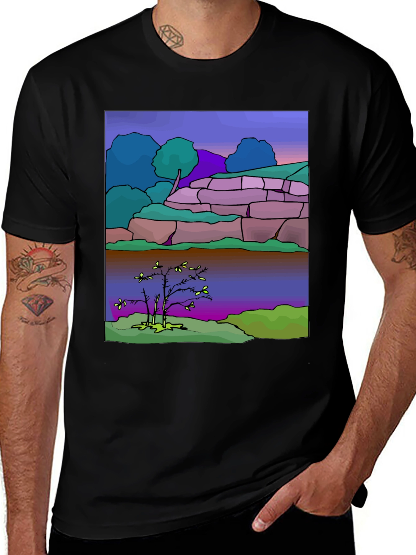 Variant 13 of Landscape Graphic Tee - Artistic Design