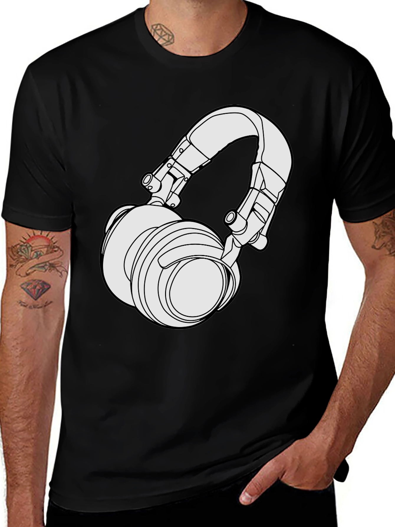 Variant 11 of Headphone Graphic T-Shirt - Black